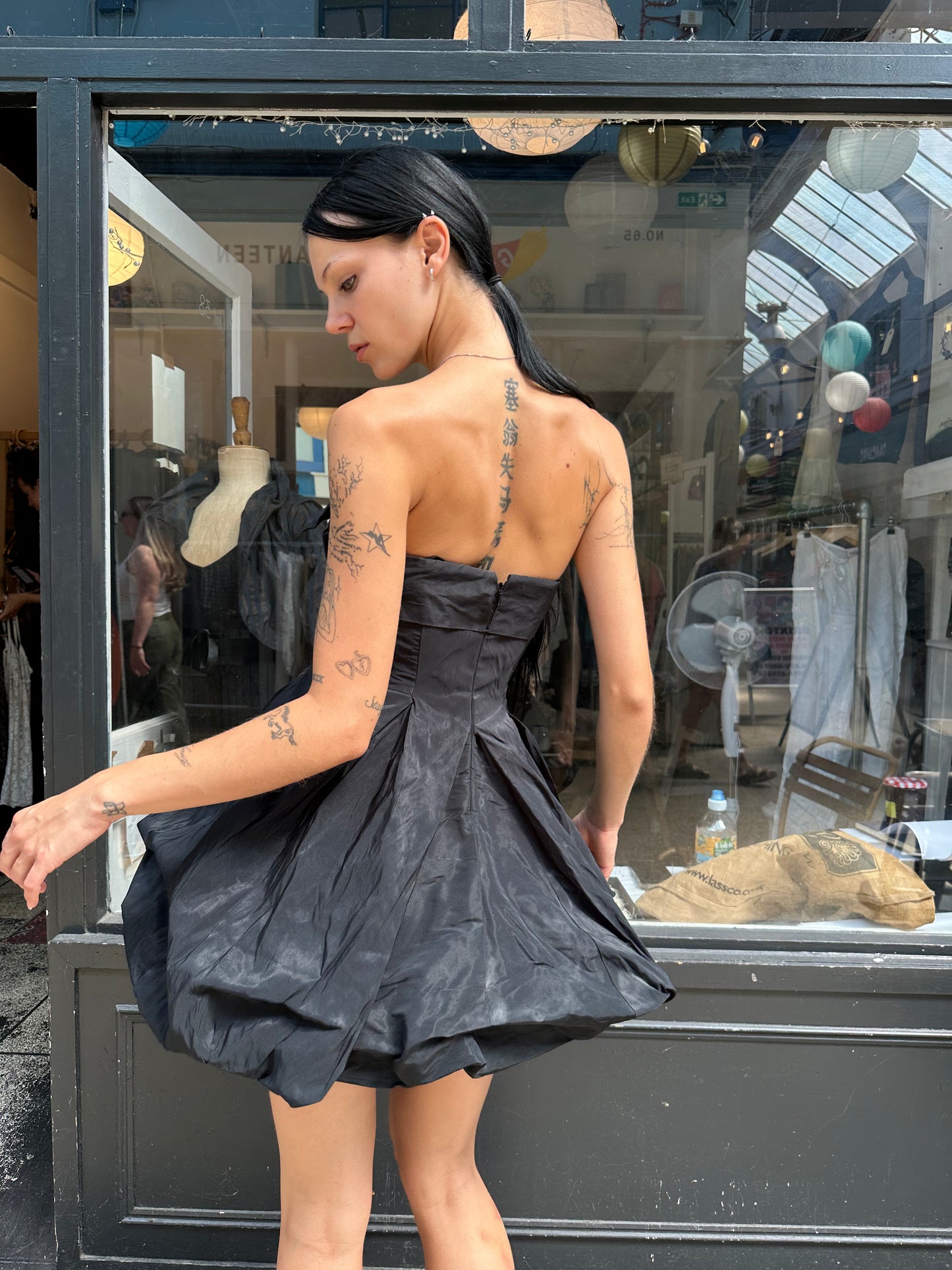 All Saints black taffeta mini dress