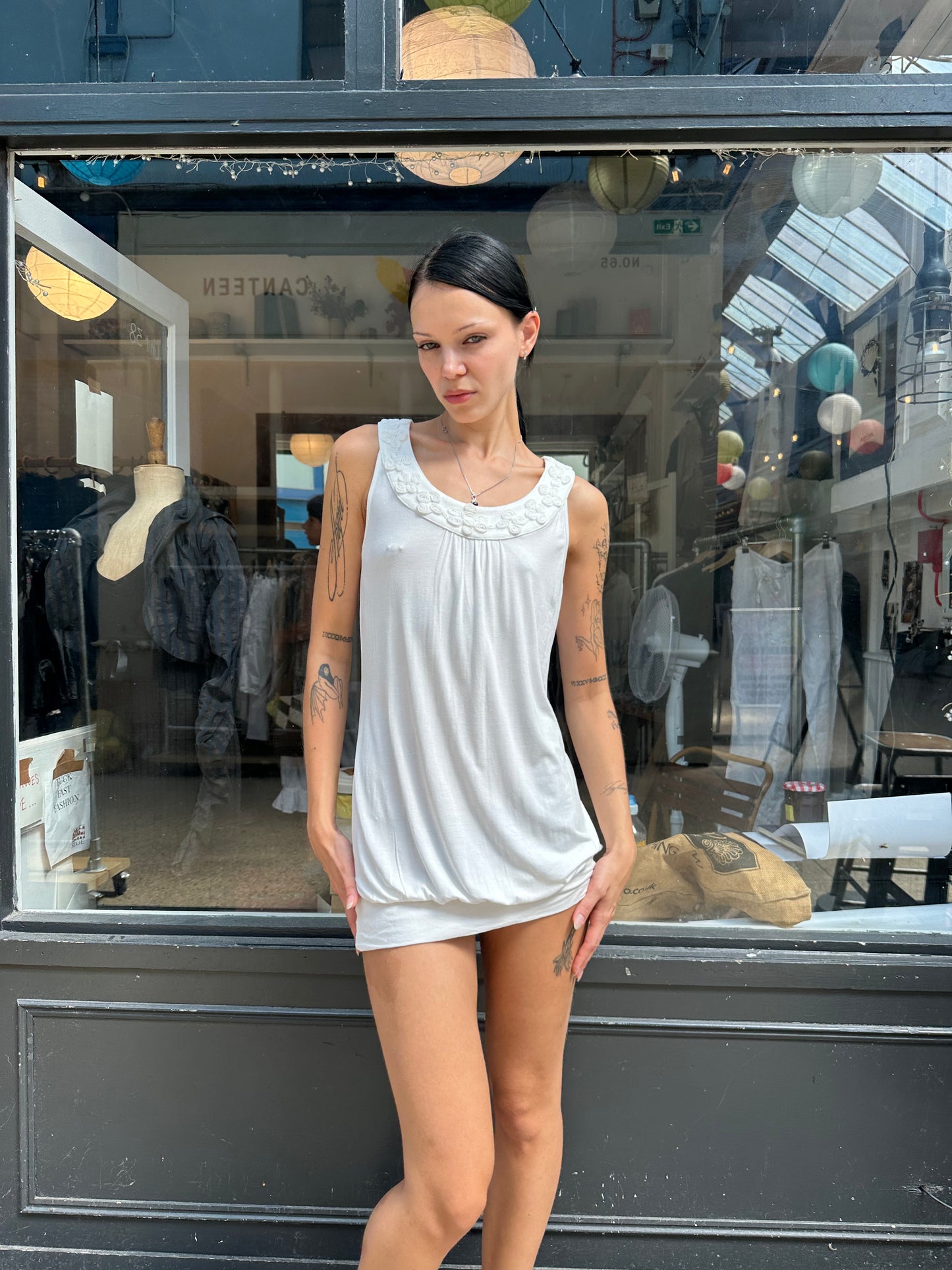 White mini dress