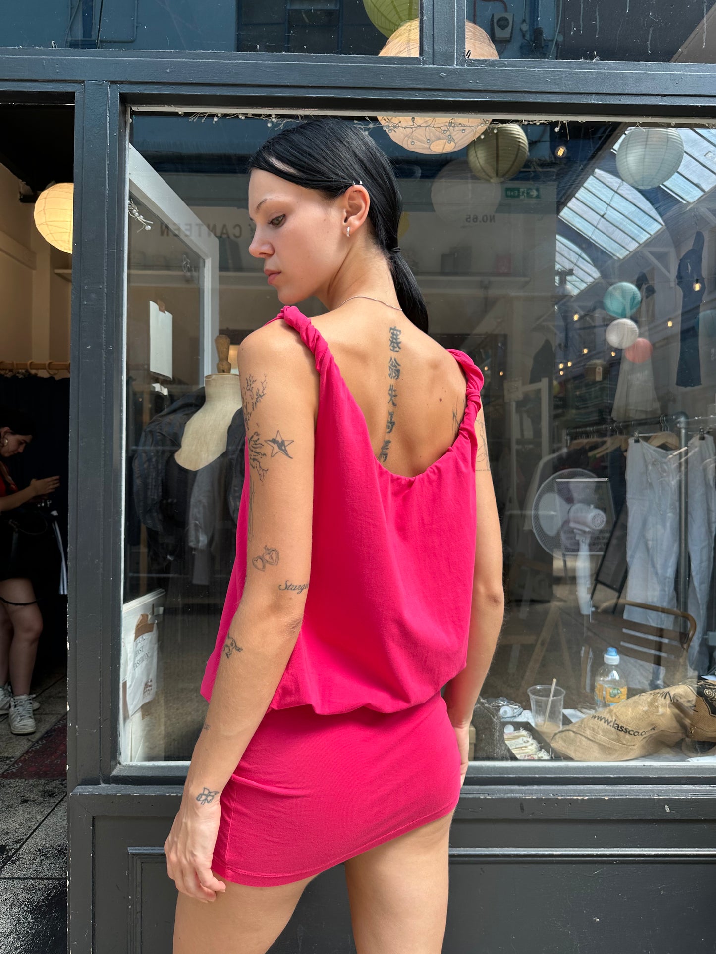 Bright pink mini dress