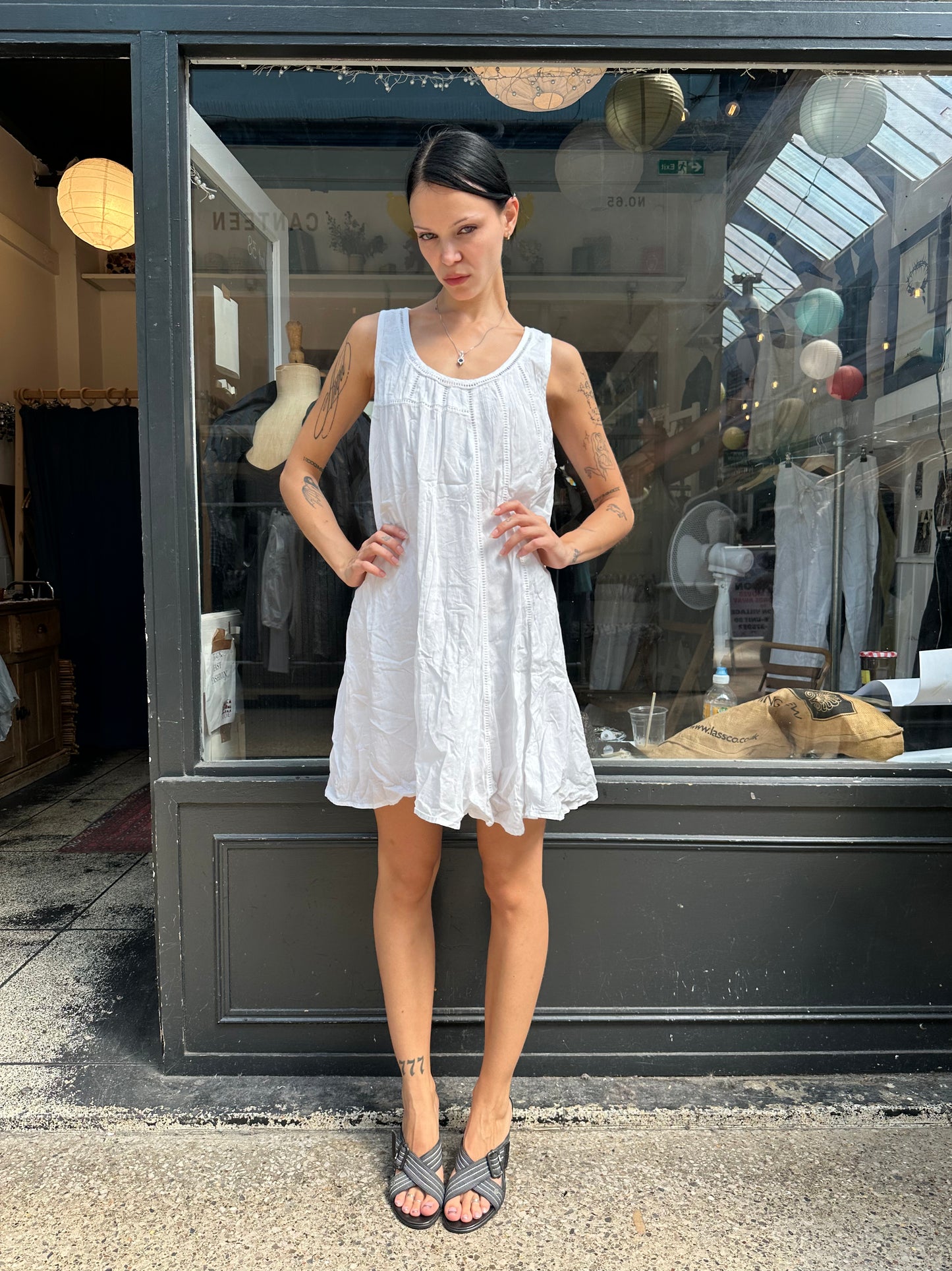 white 100% cotton baby doll dress