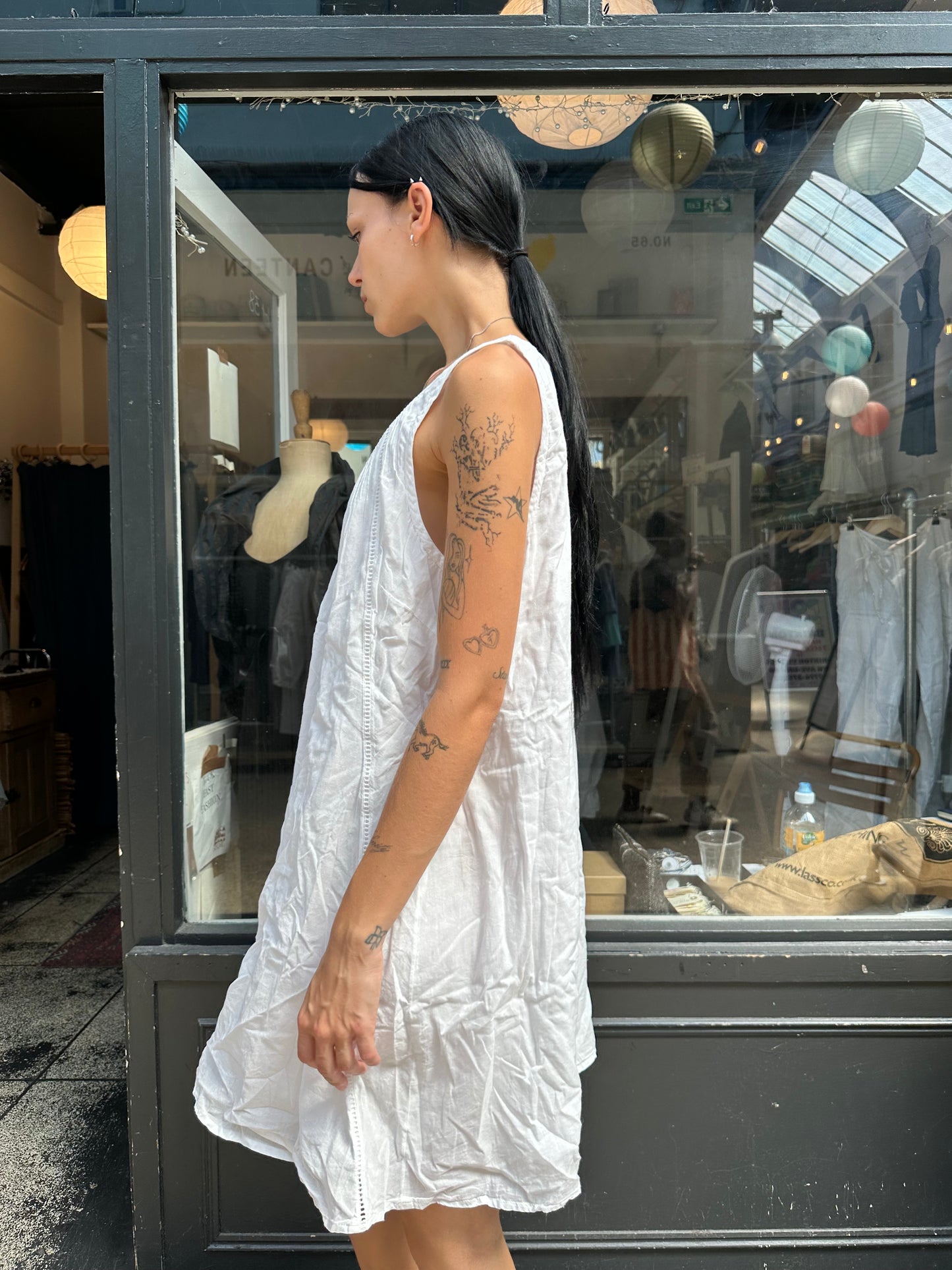 white 100% cotton baby doll dress