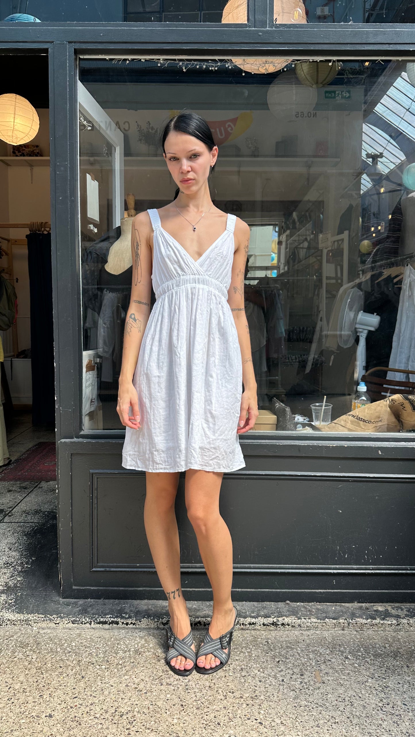 White 100% cotton mini dress