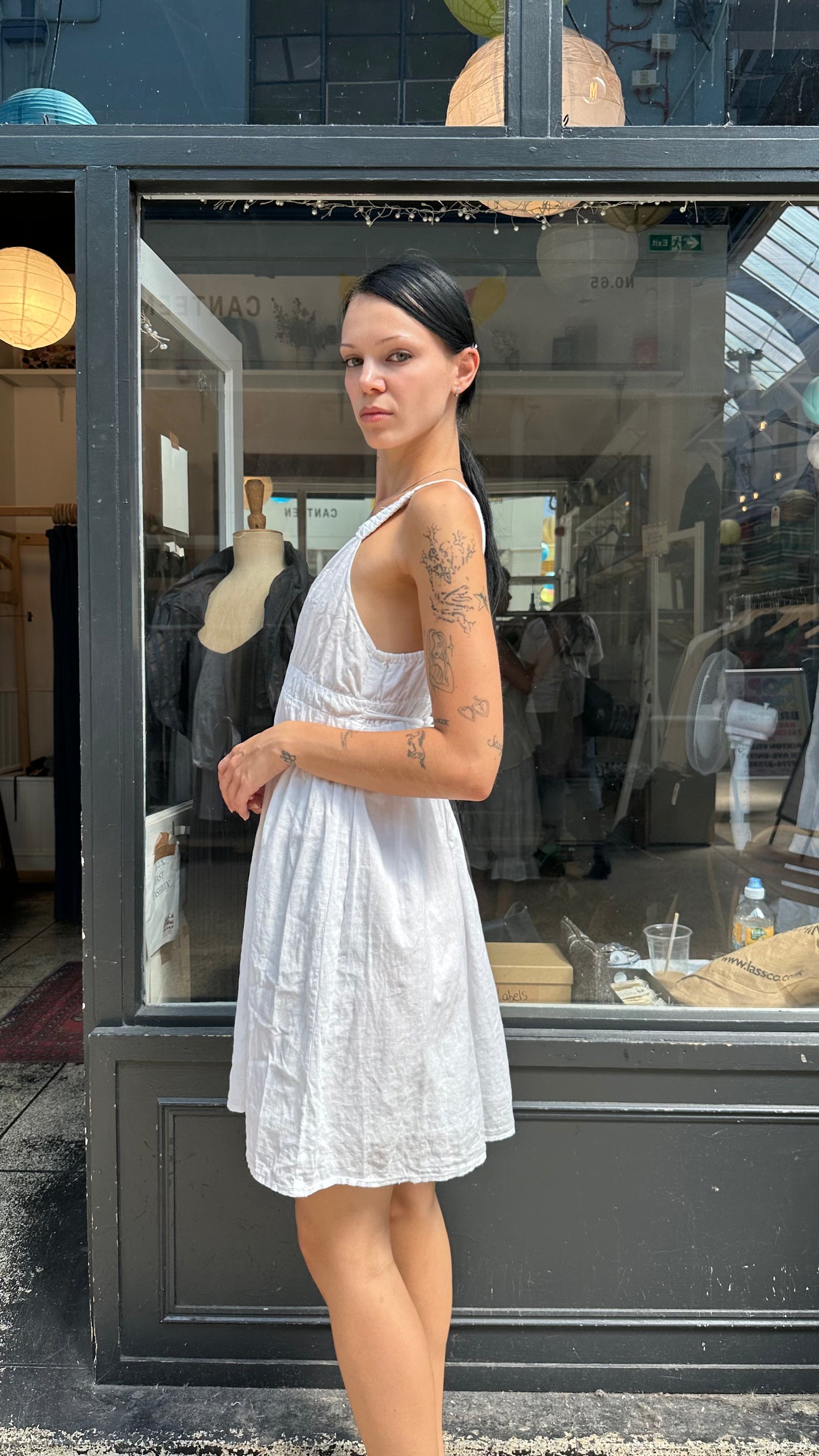 White 100% cotton mini dress