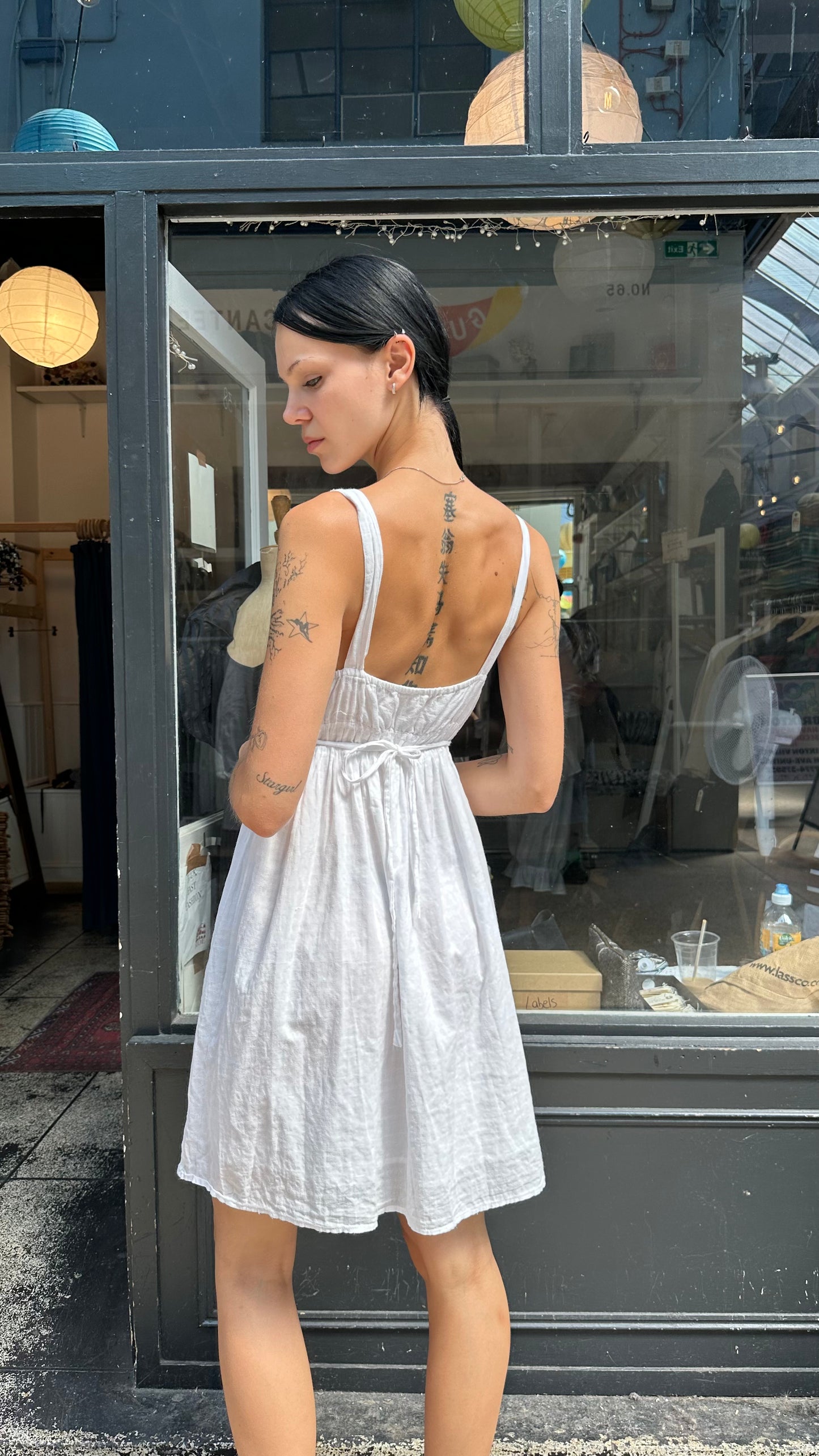 White 100% cotton mini dress