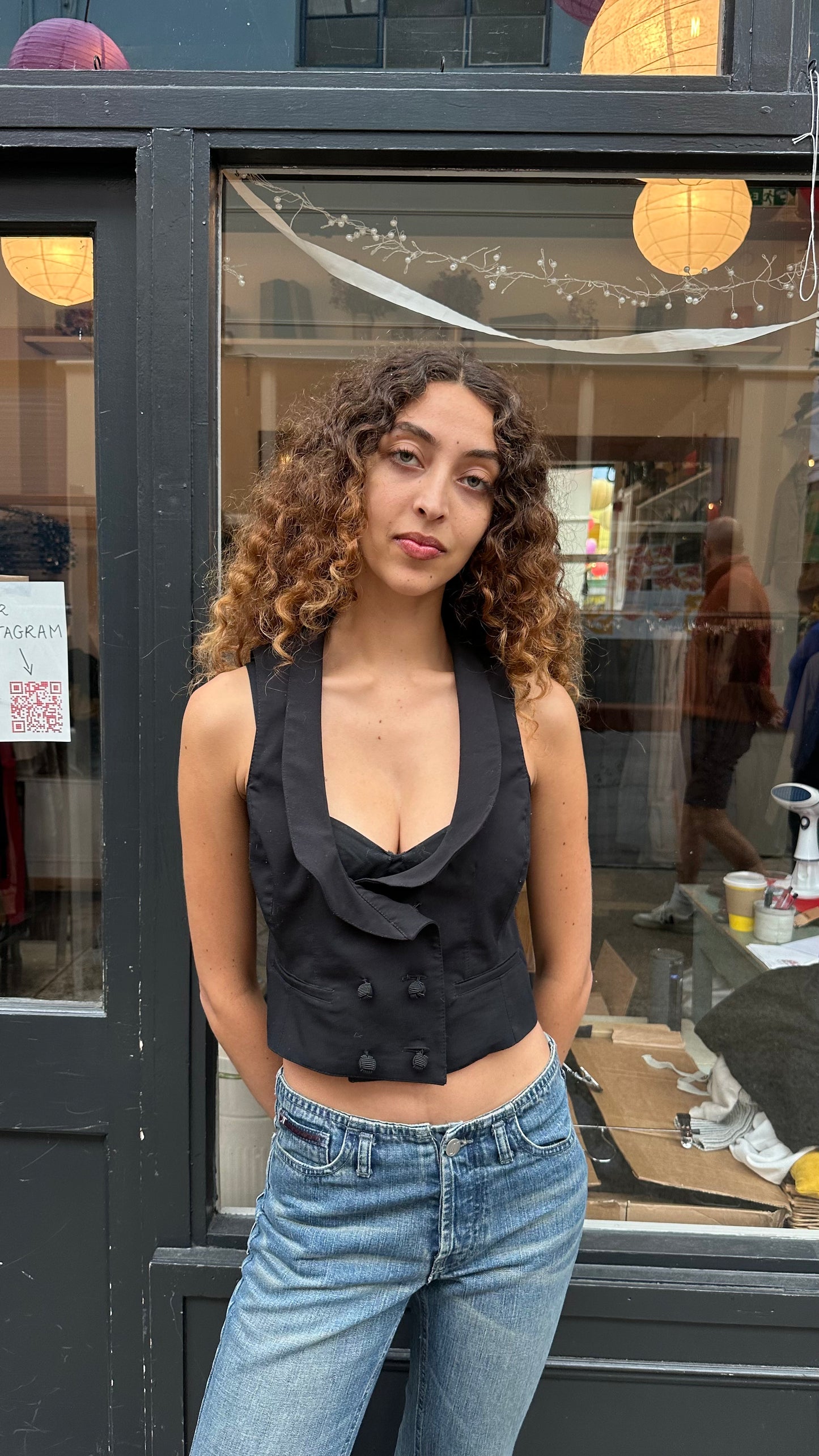 Black cropped waistcoat