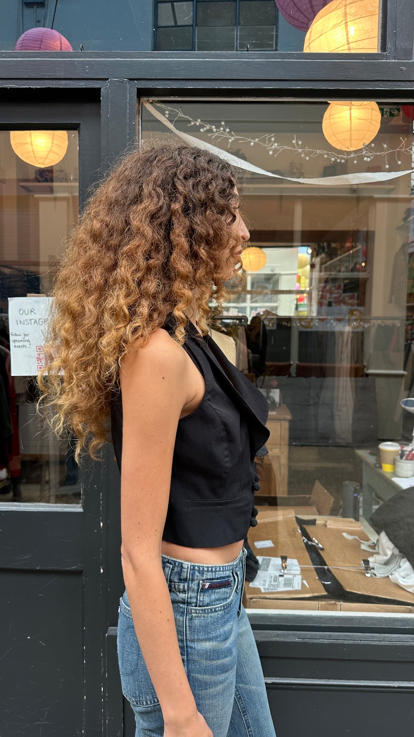 Black cropped waistcoat