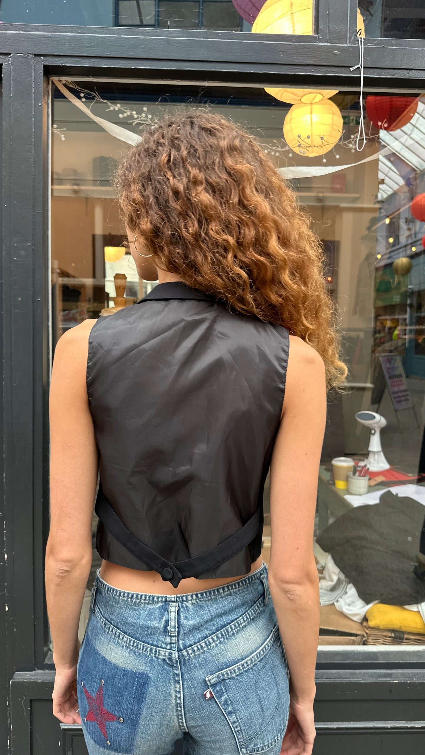 Black cropped waistcoat