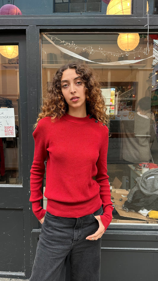 G STAR red asymmetric button jumper