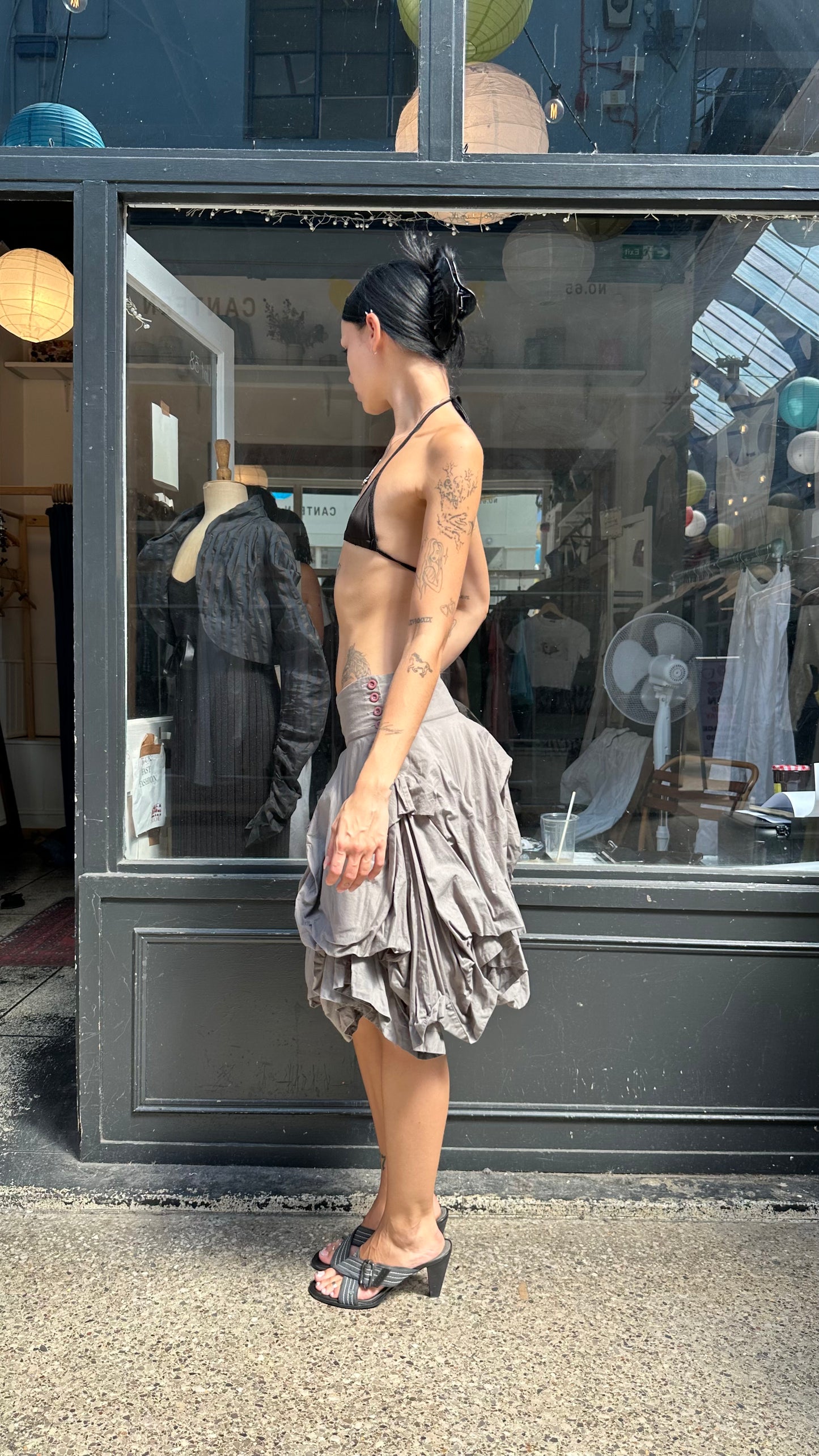 ALL SAINTS grey 100% cotton midi skirt