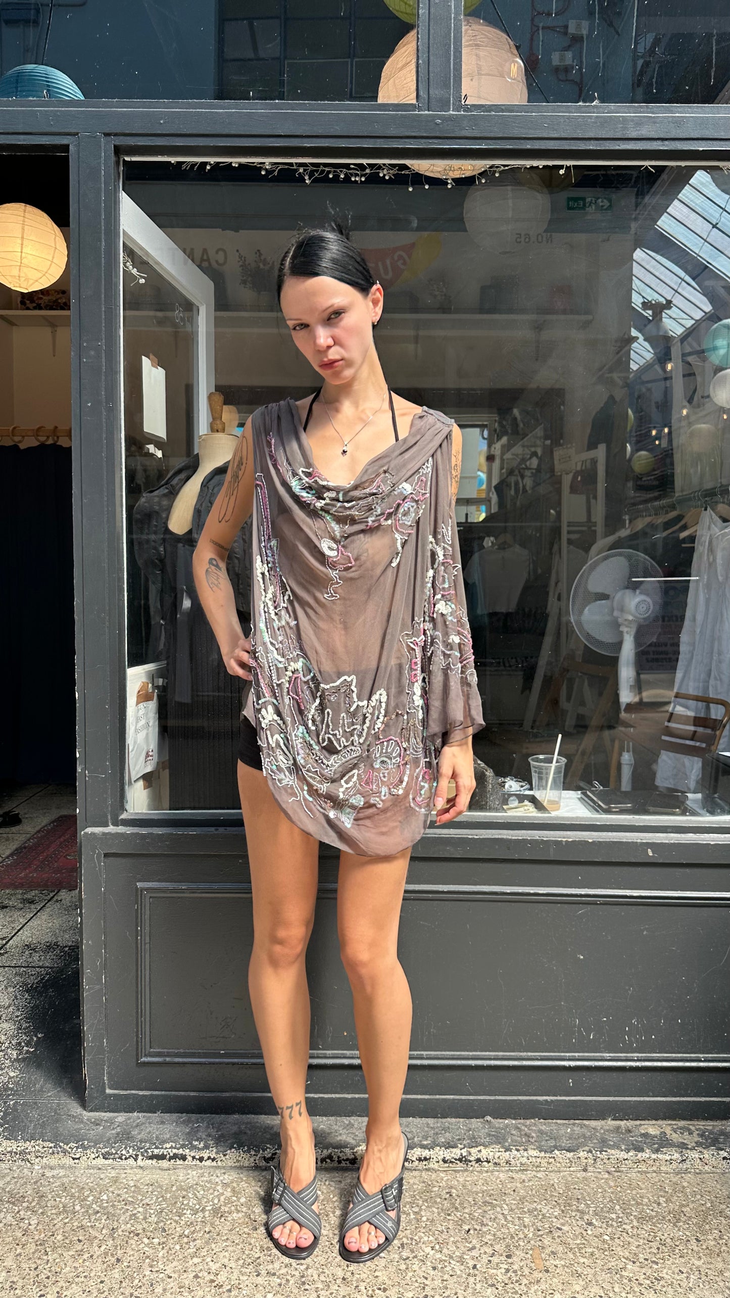 All saints 100% silk beaded top