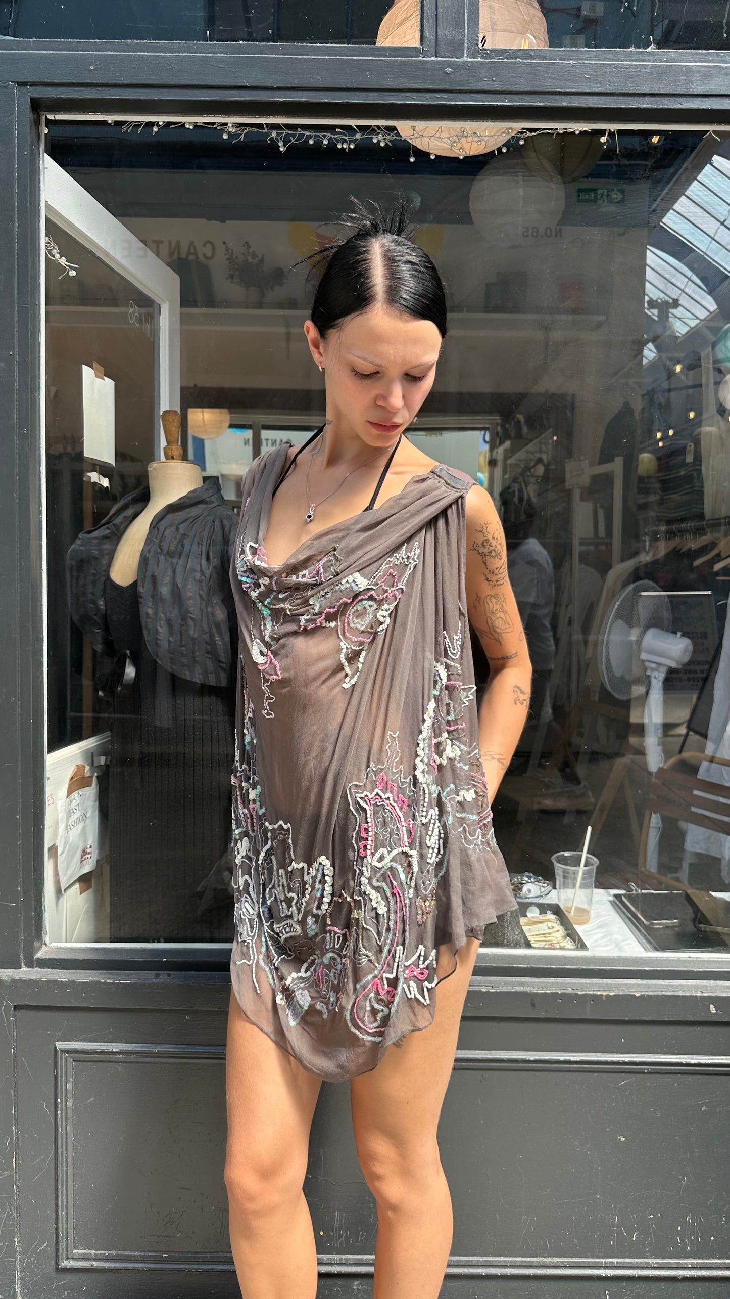 All saints 100% silk beaded top
