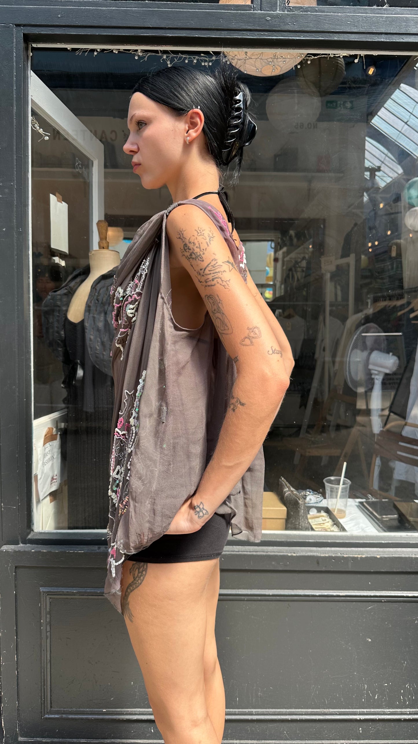 All saints 100% silk beaded top
