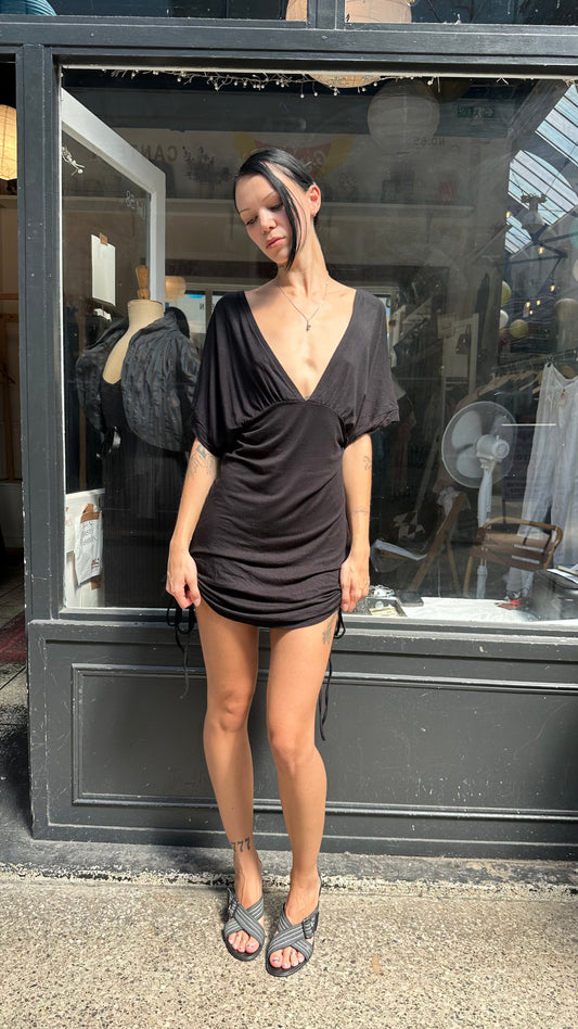 black batwing mini dress