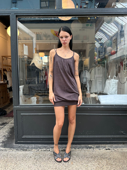 Brown knit strappy dress