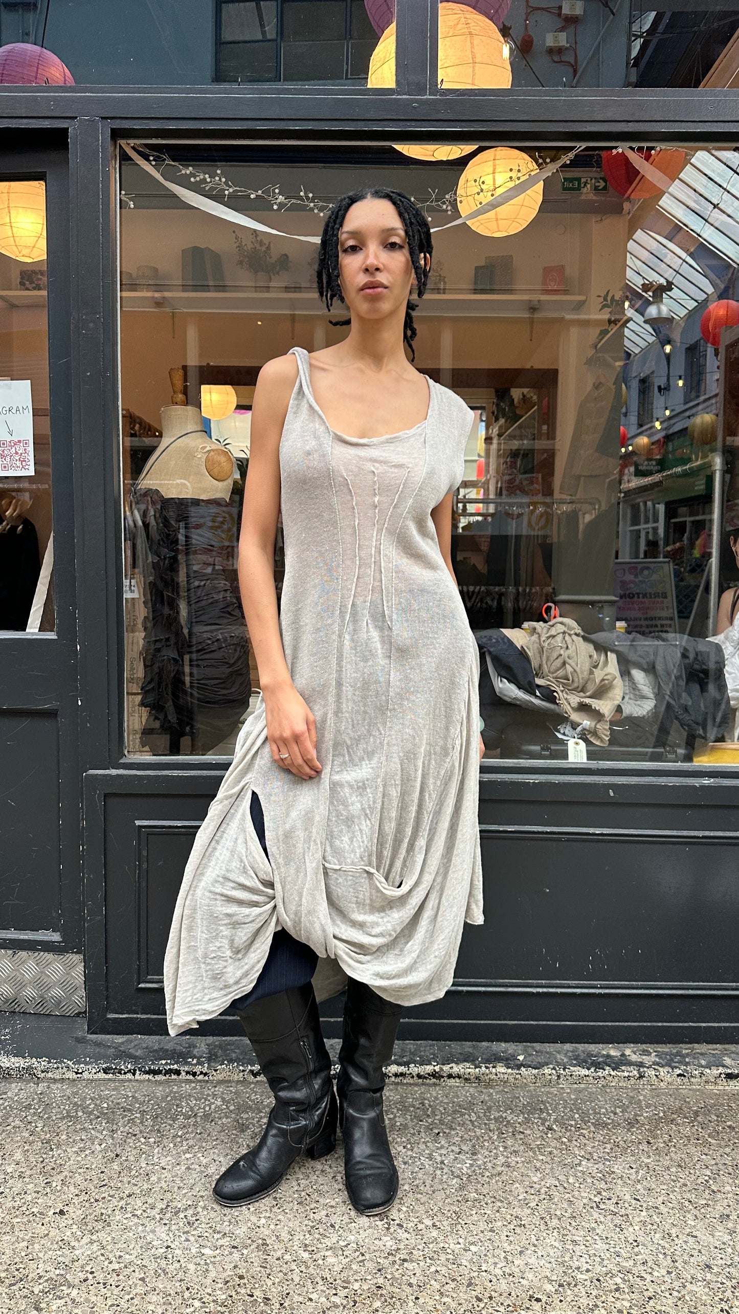 Ruched linen dress