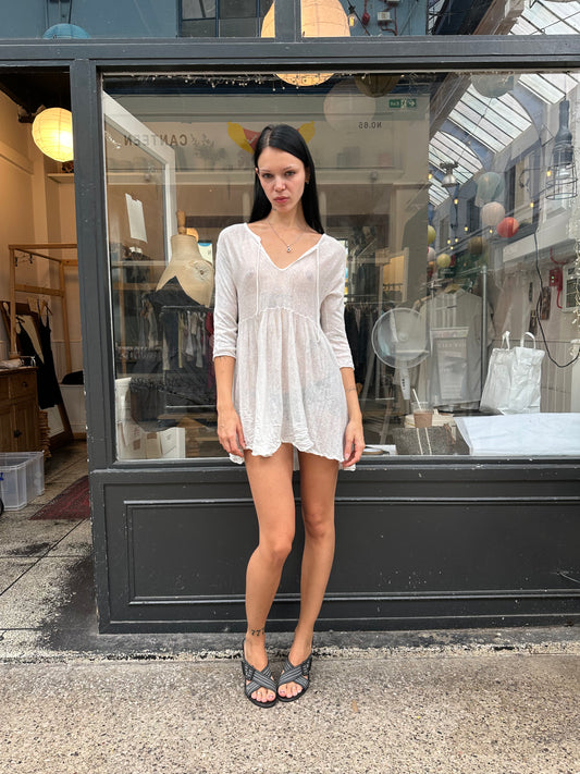 White knit knit mini dress