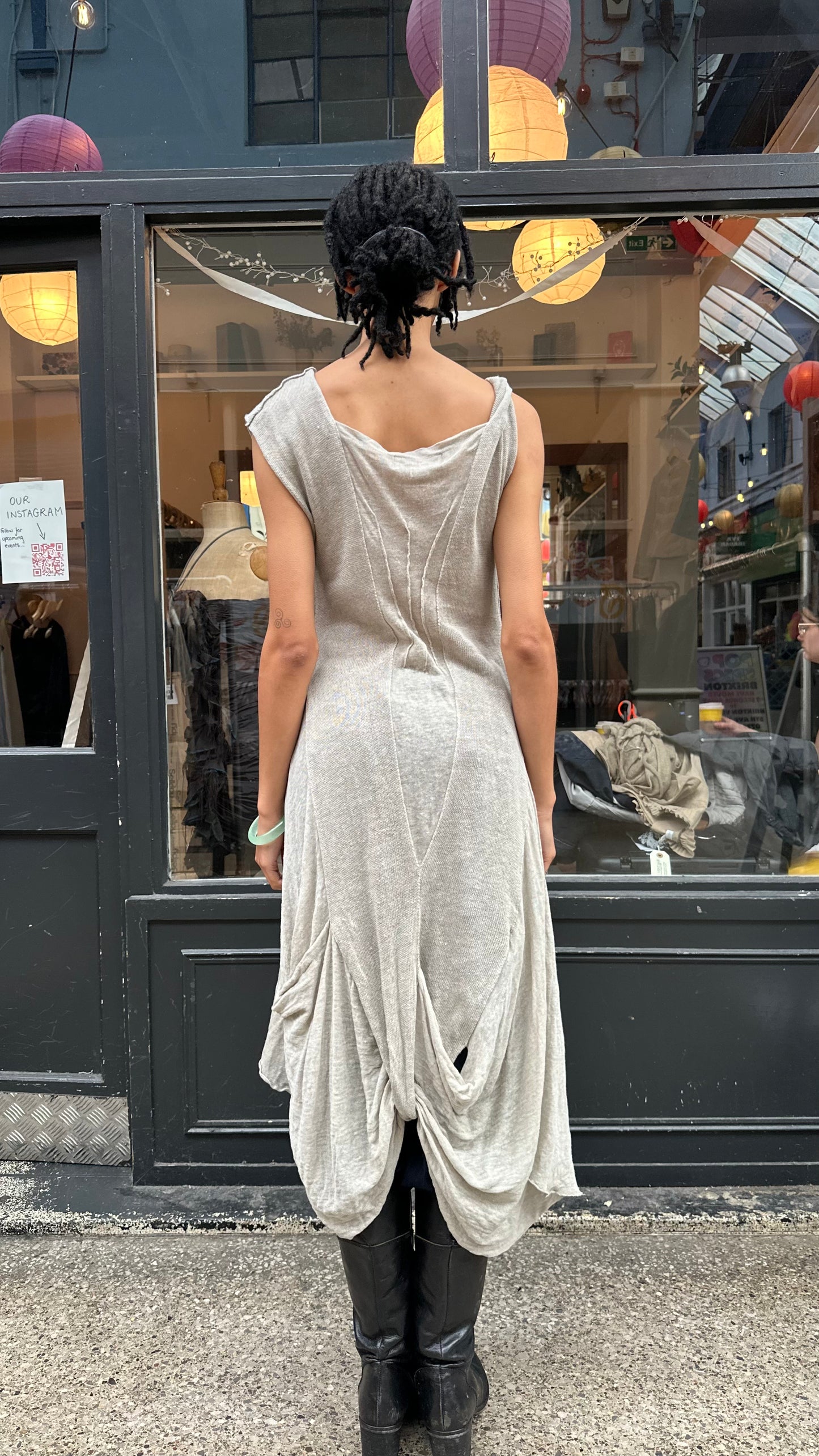 Ruched linen dress