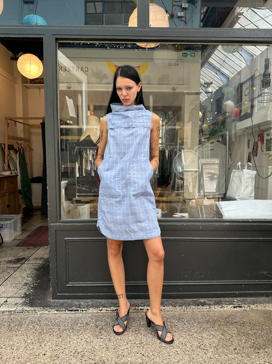 G-STAR blue plaid smock dress