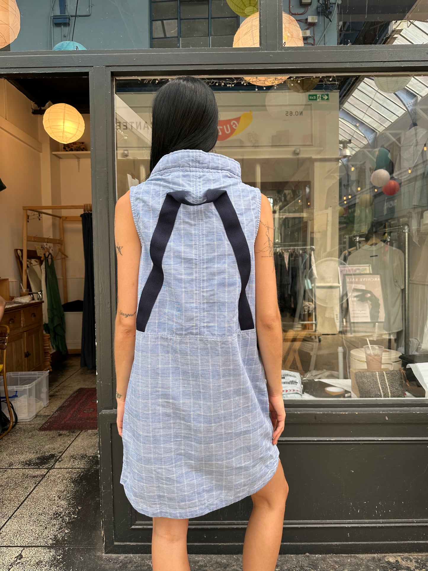 G-STAR blue plaid smock dress