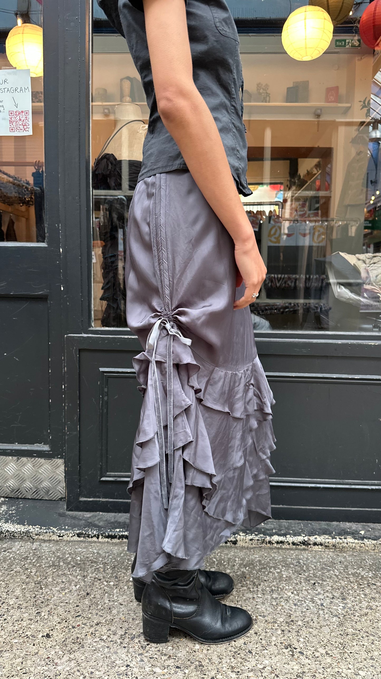 Silvery grey maxi skirt
