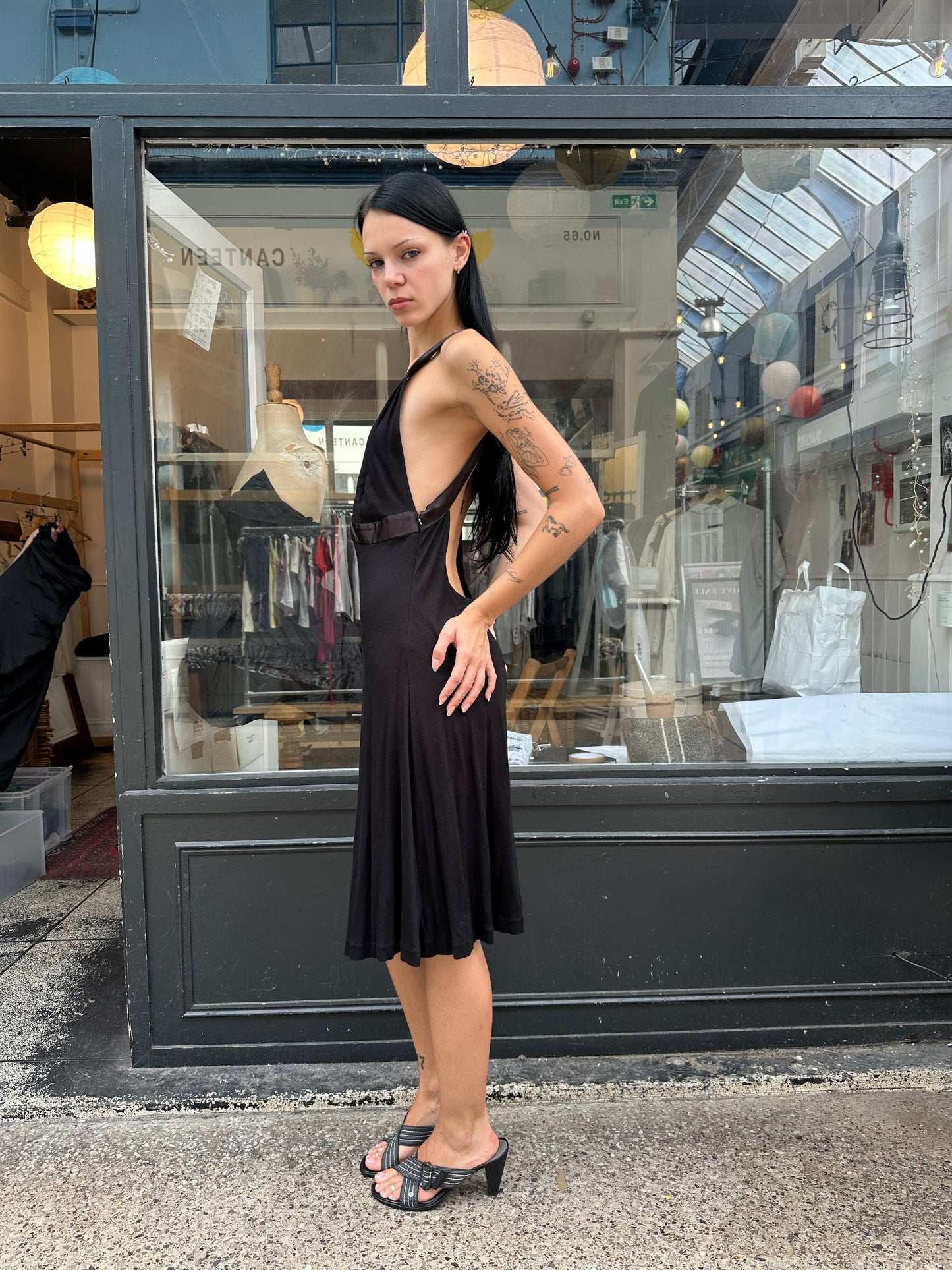 Armani black low back dress