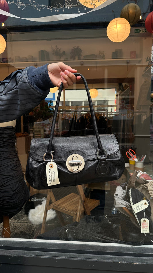 Black leather baguette