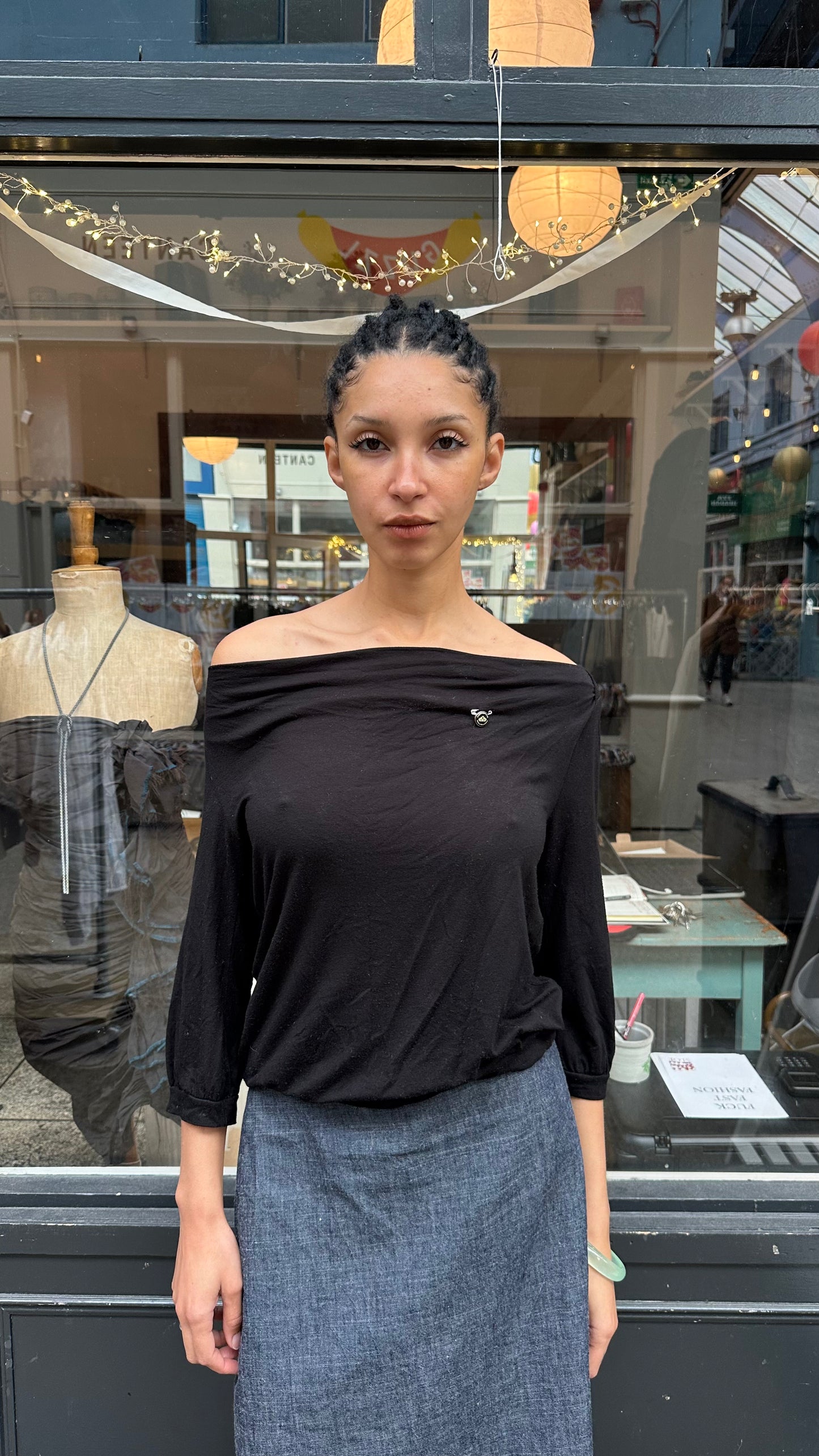 Black long sleeve multi wear top