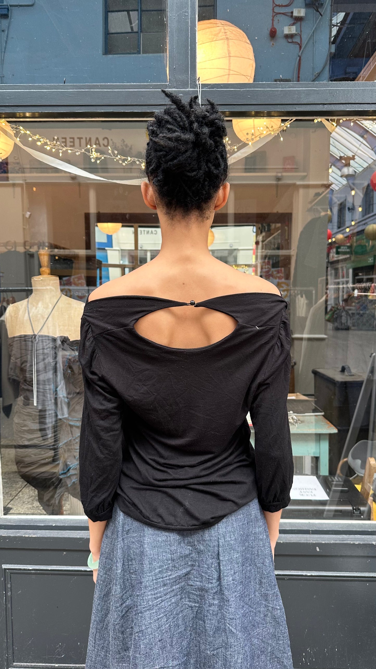 Black long sleeve multi wear top