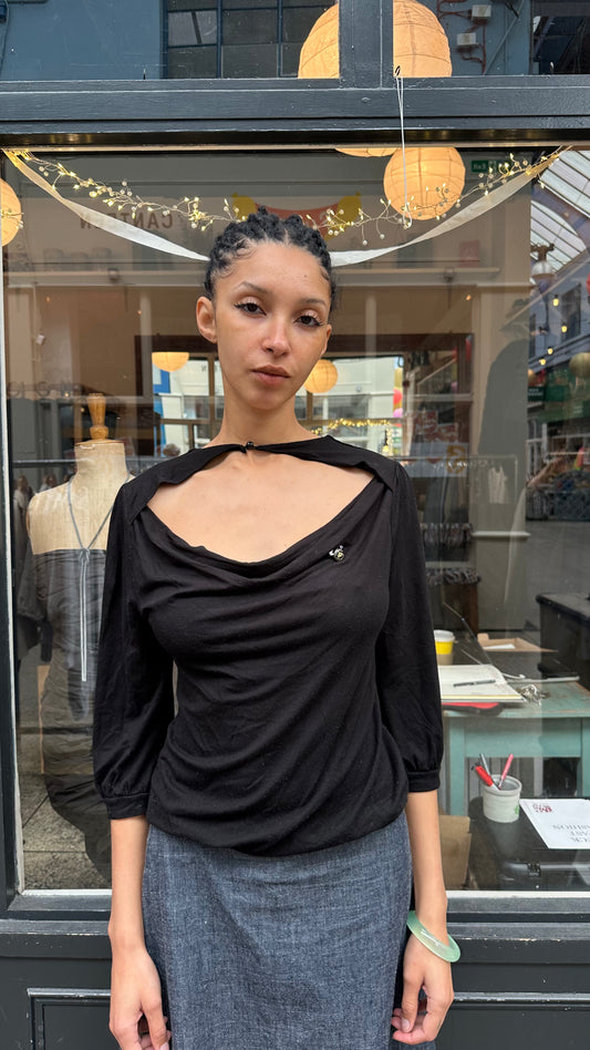 Black long sleeve multi wear top