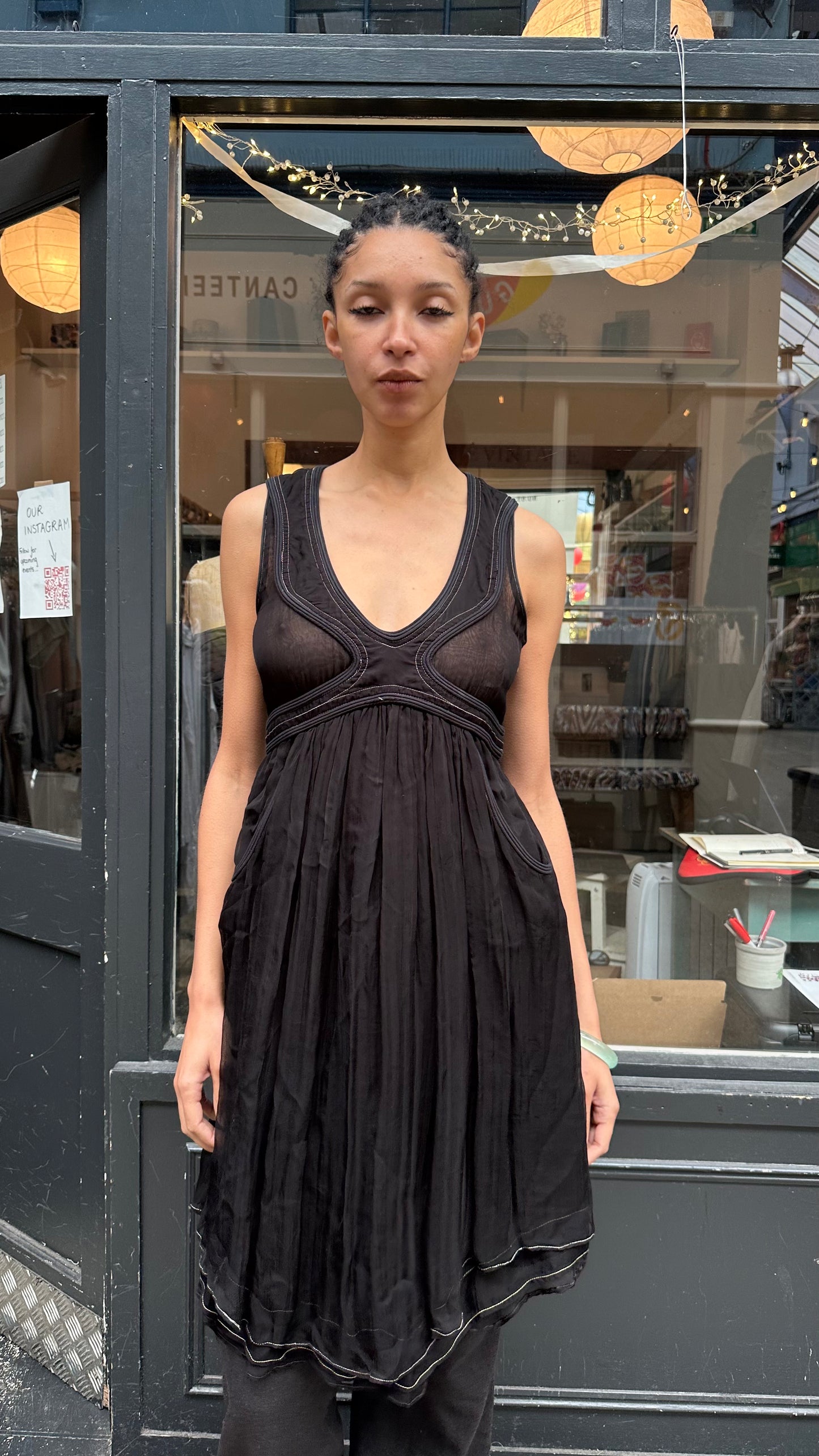 Black sheer mini dress