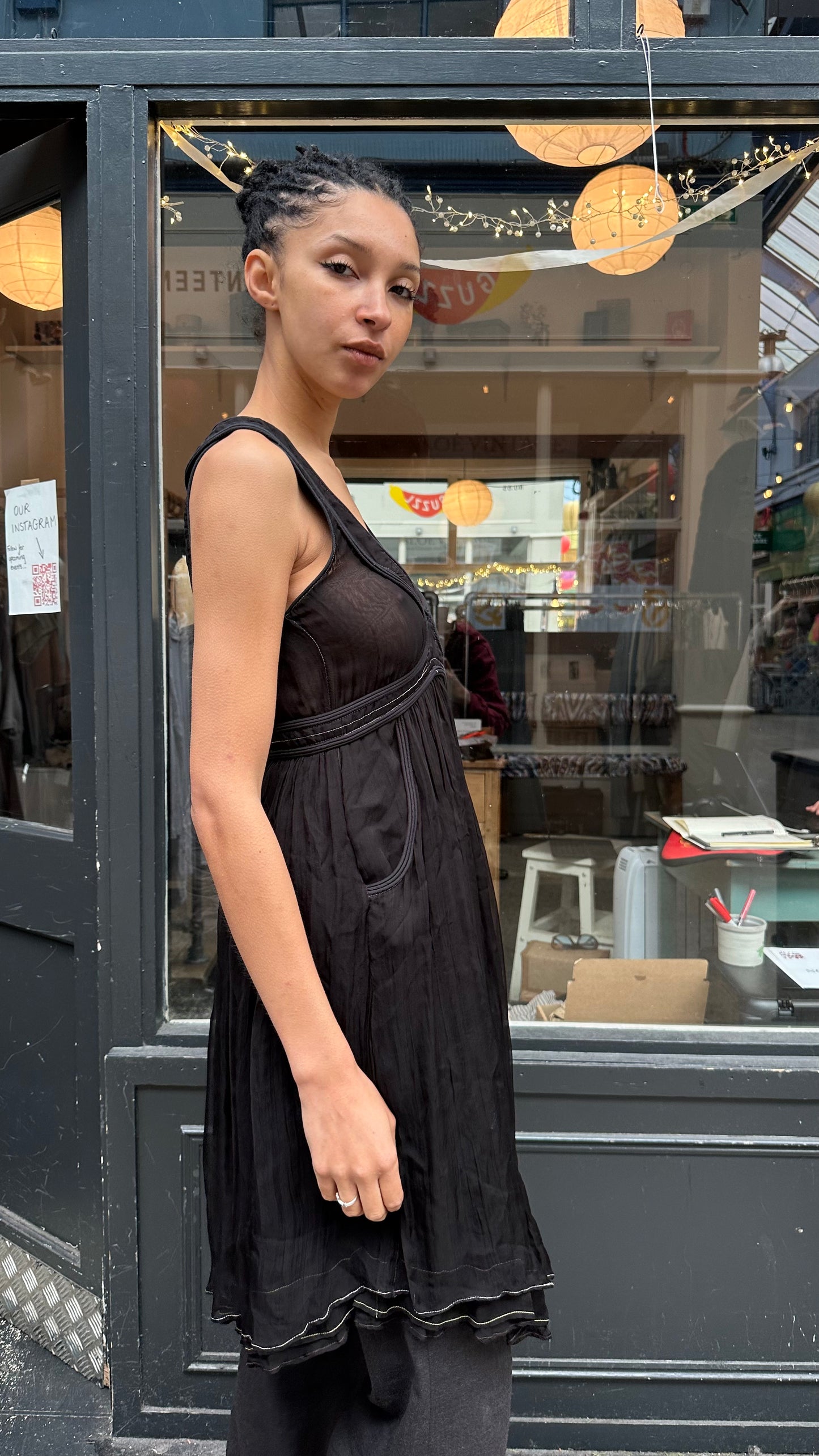 Black sheer mini dress