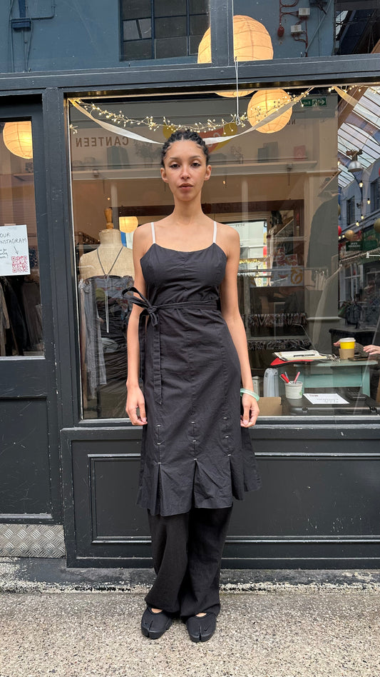 Black structured low back  wrap dress