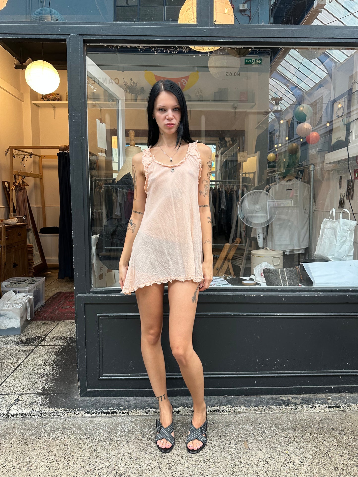 Pink cotton smock dress