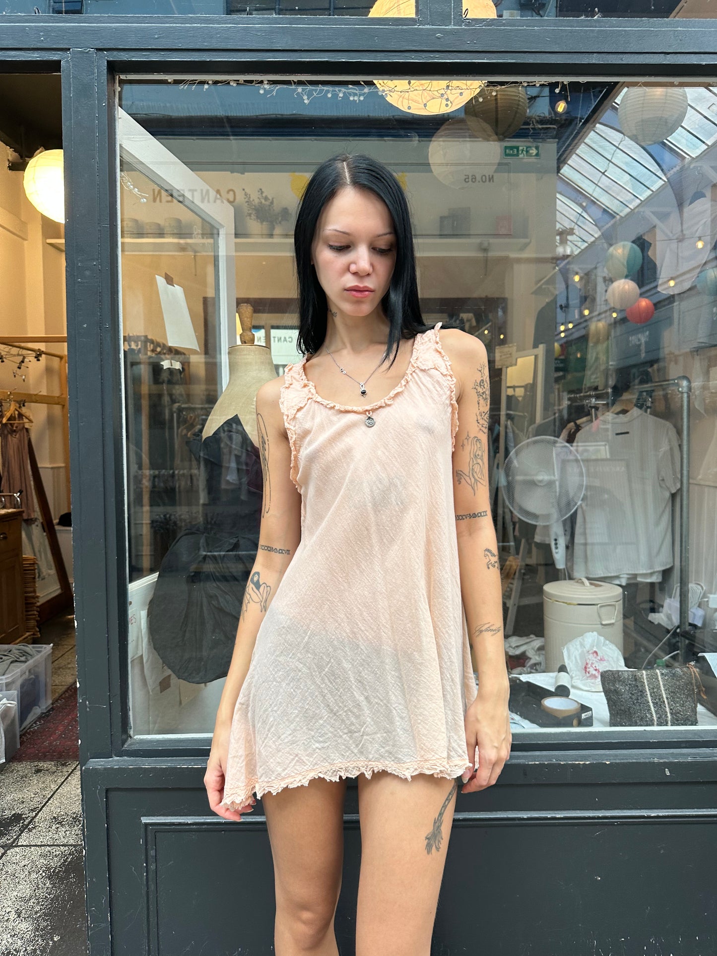 Pink cotton smock dress