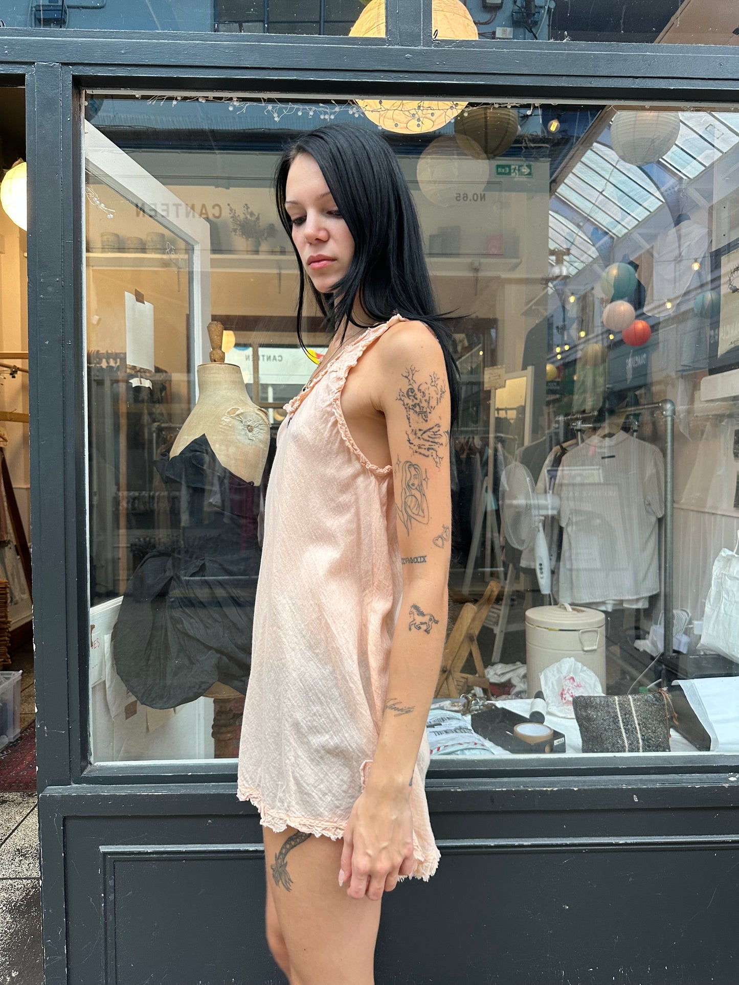 Pink cotton smock dress