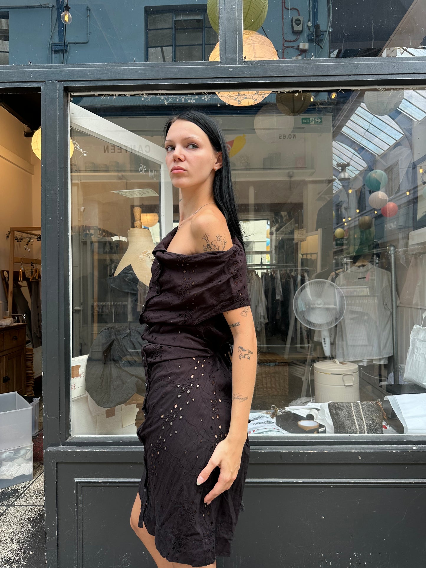 ALL SAINTS ruched broderie dress