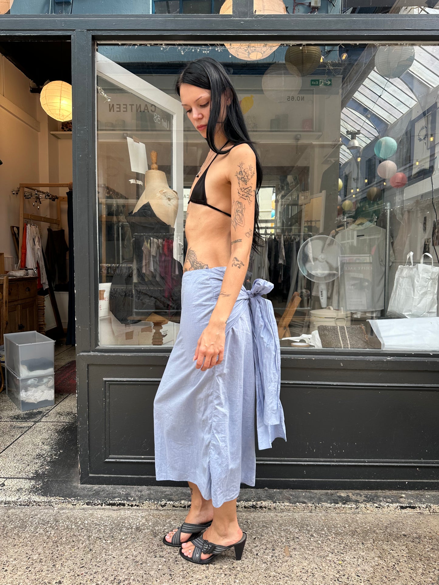 Blue 100% cotton maxi skirt