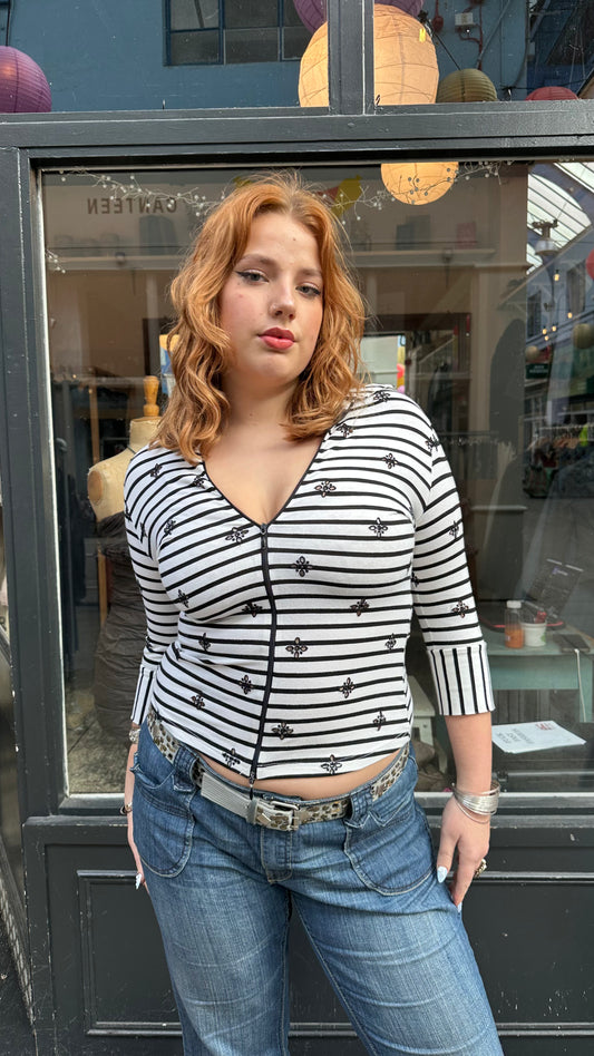 black and white zip up shirt