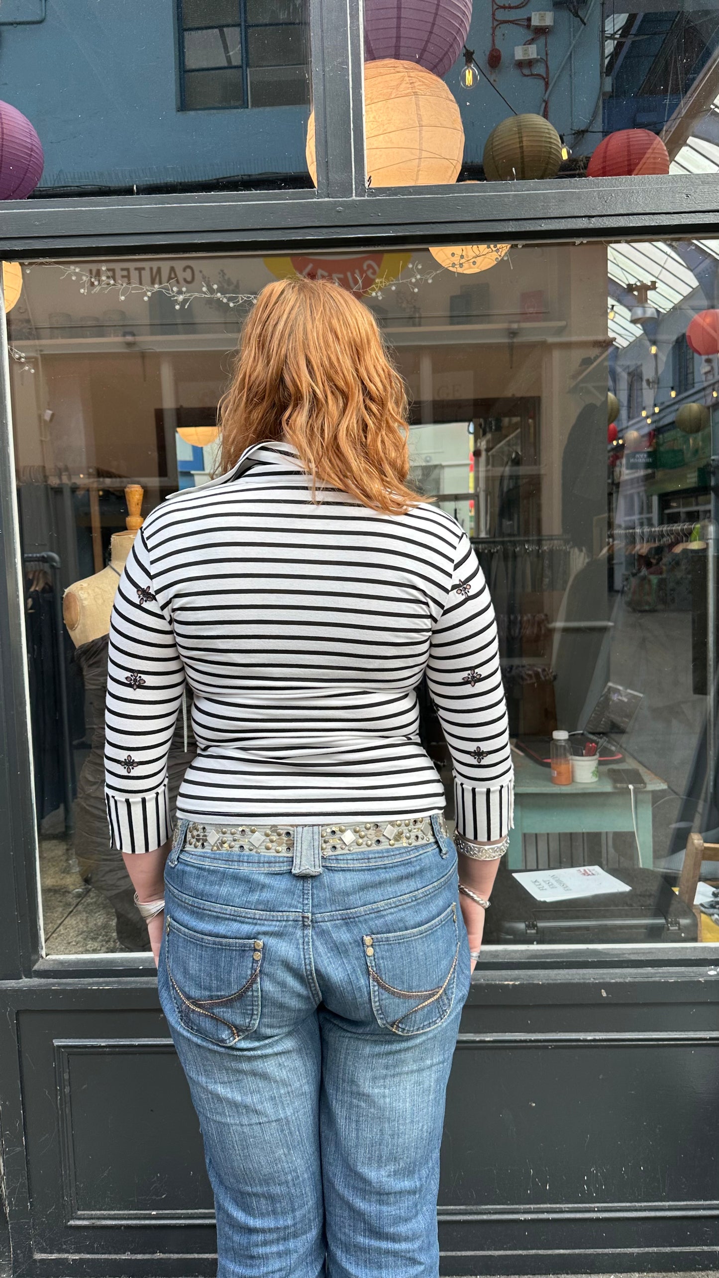 black and white zip up shirt