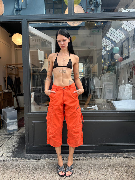 Orange cargo shorts