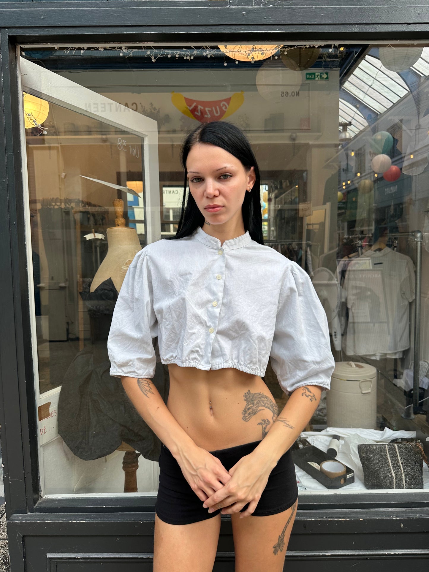 Light grey cotton victorian blouse
