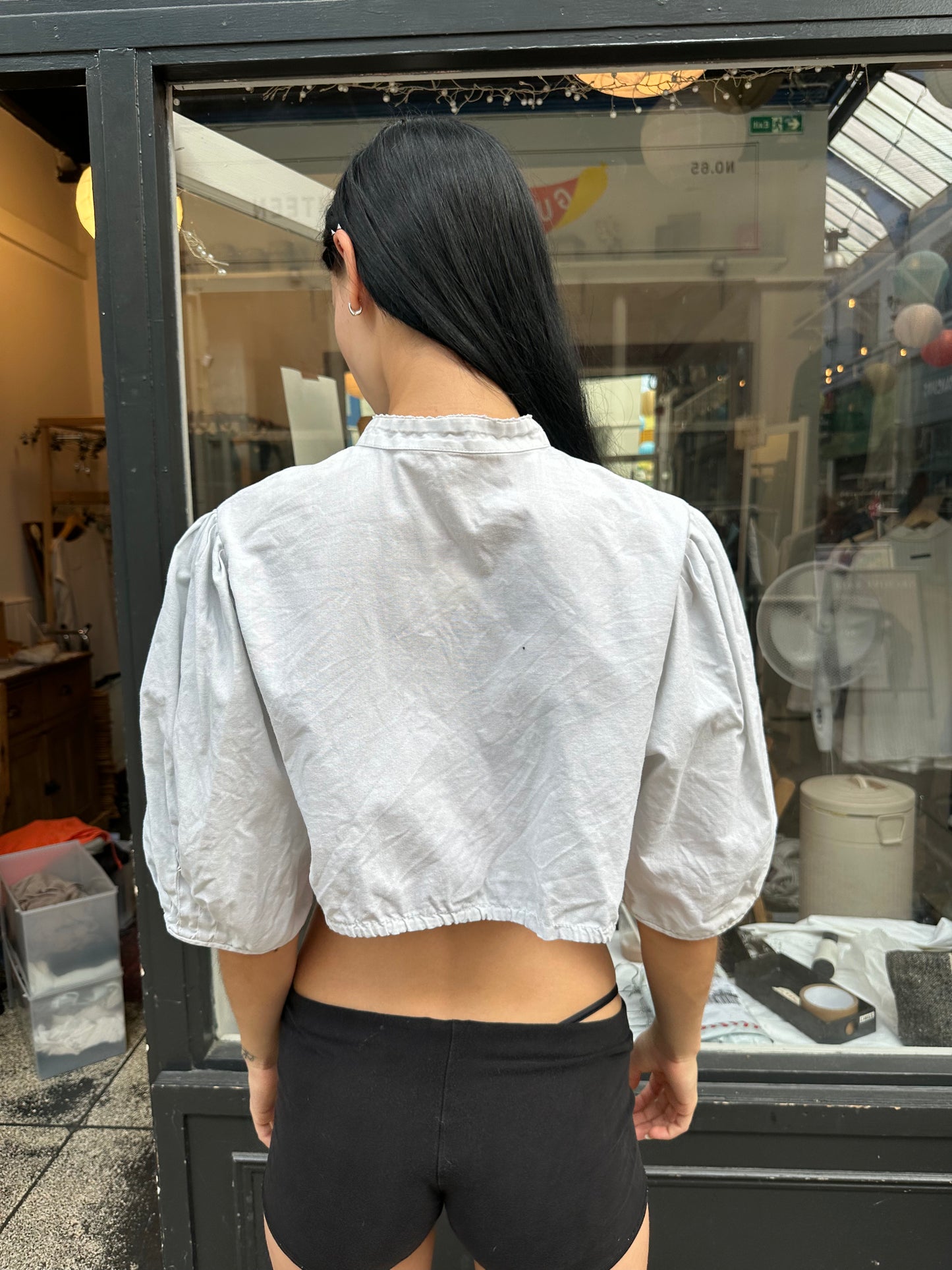 Light grey cotton victorian blouse