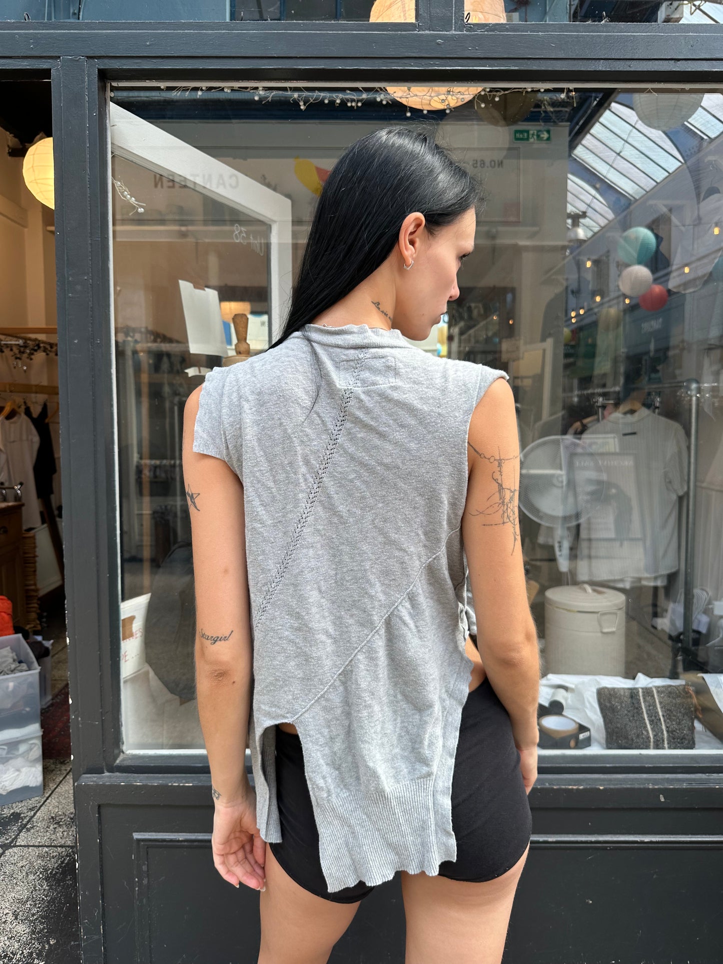 ALL SAINTS grey button up vest top