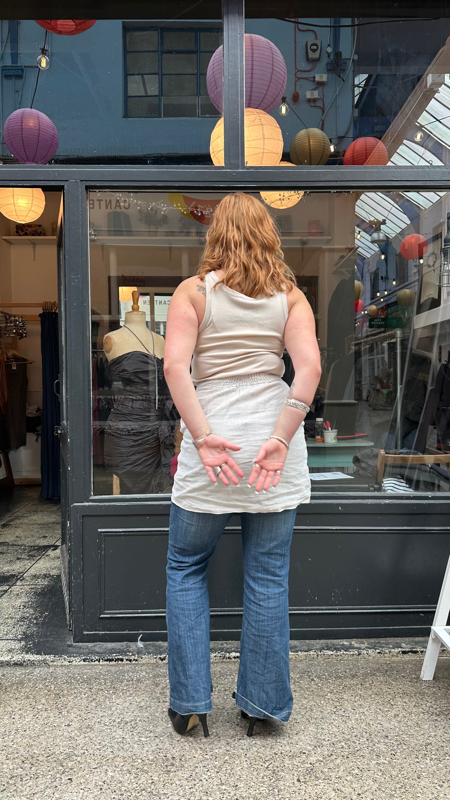 Beige cotton and linen dress