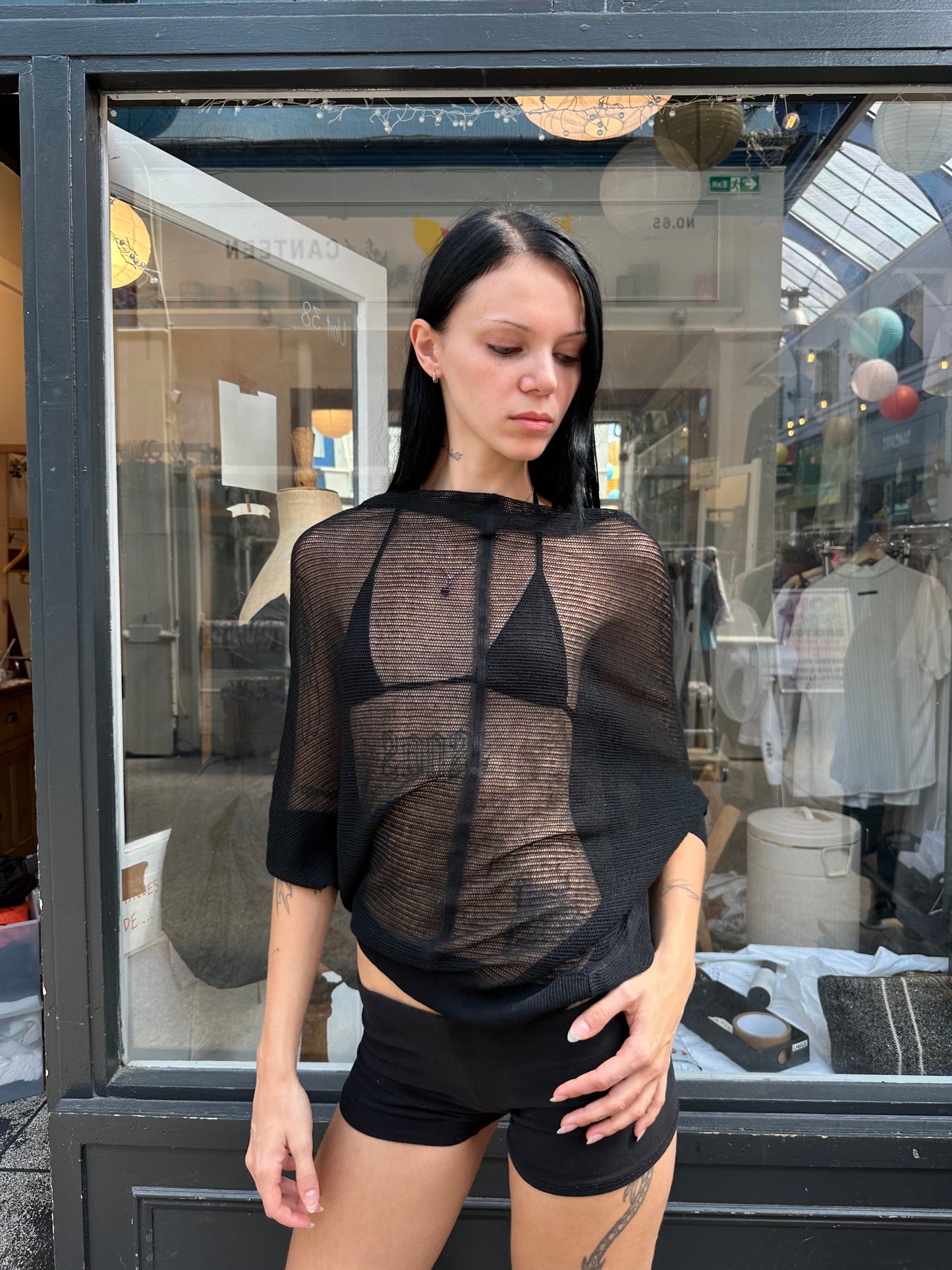 All Saints black fine knit top