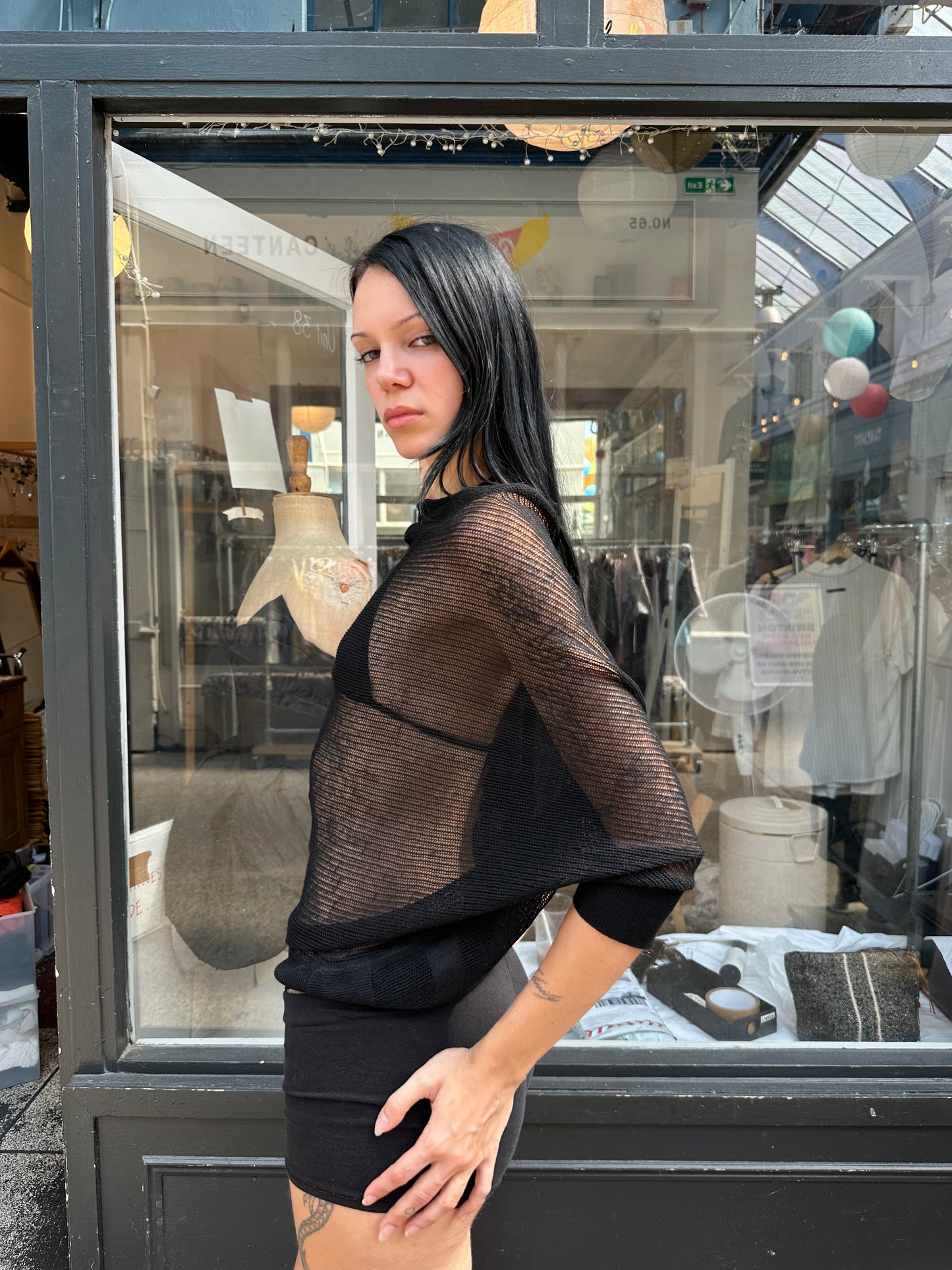 All Saints black fine knit top