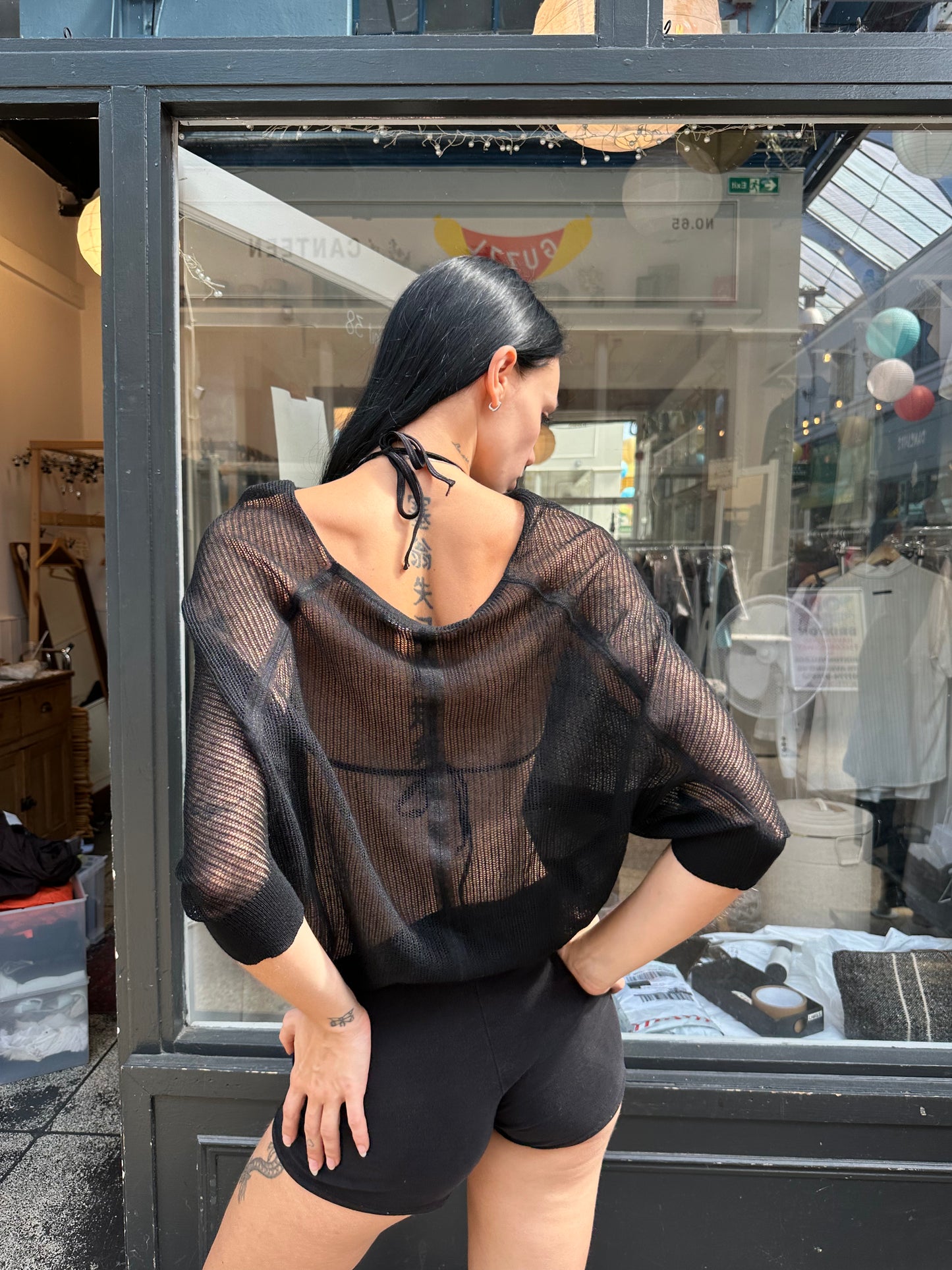 All Saints black fine knit top
