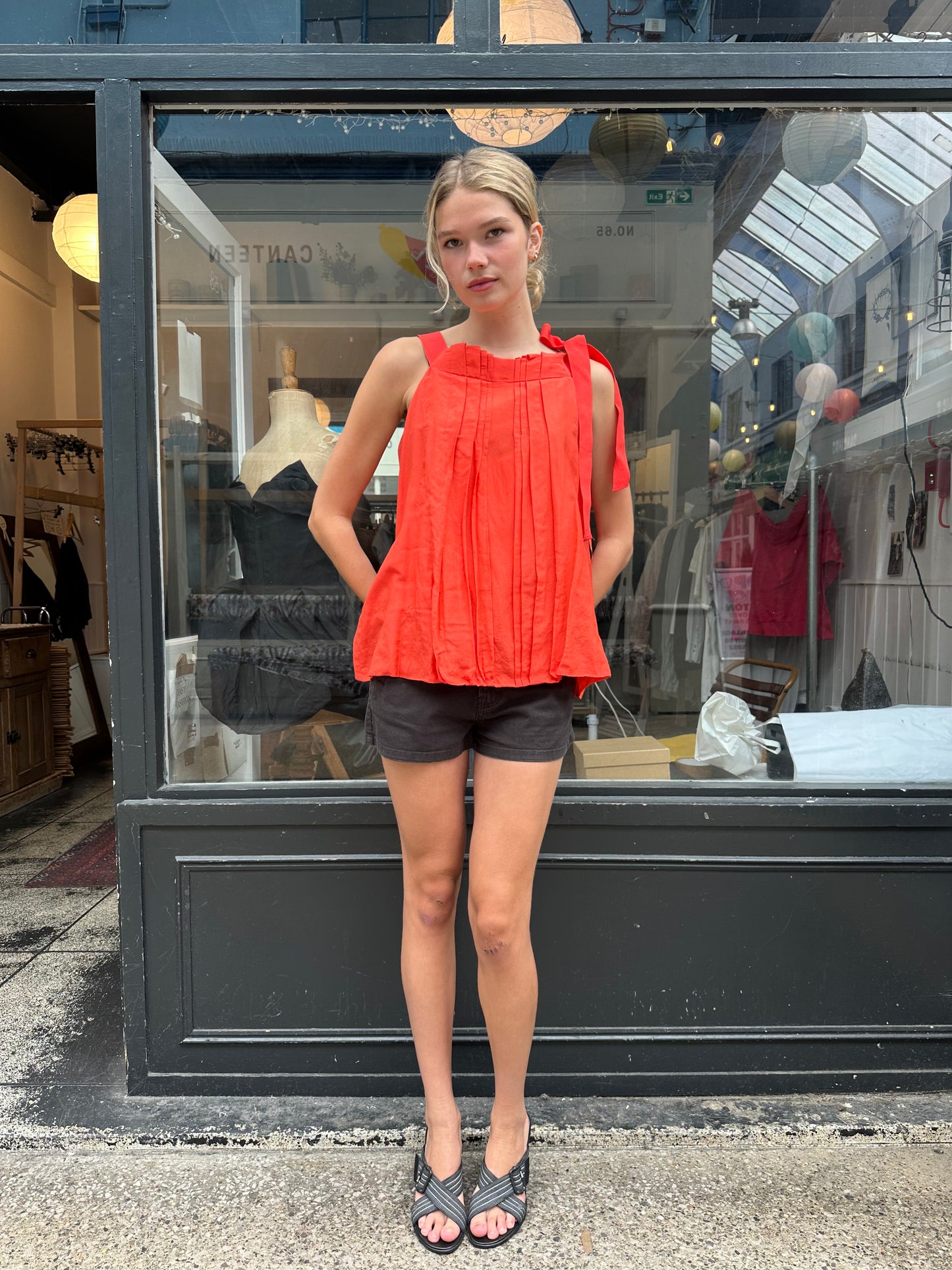 Orange baby doll top