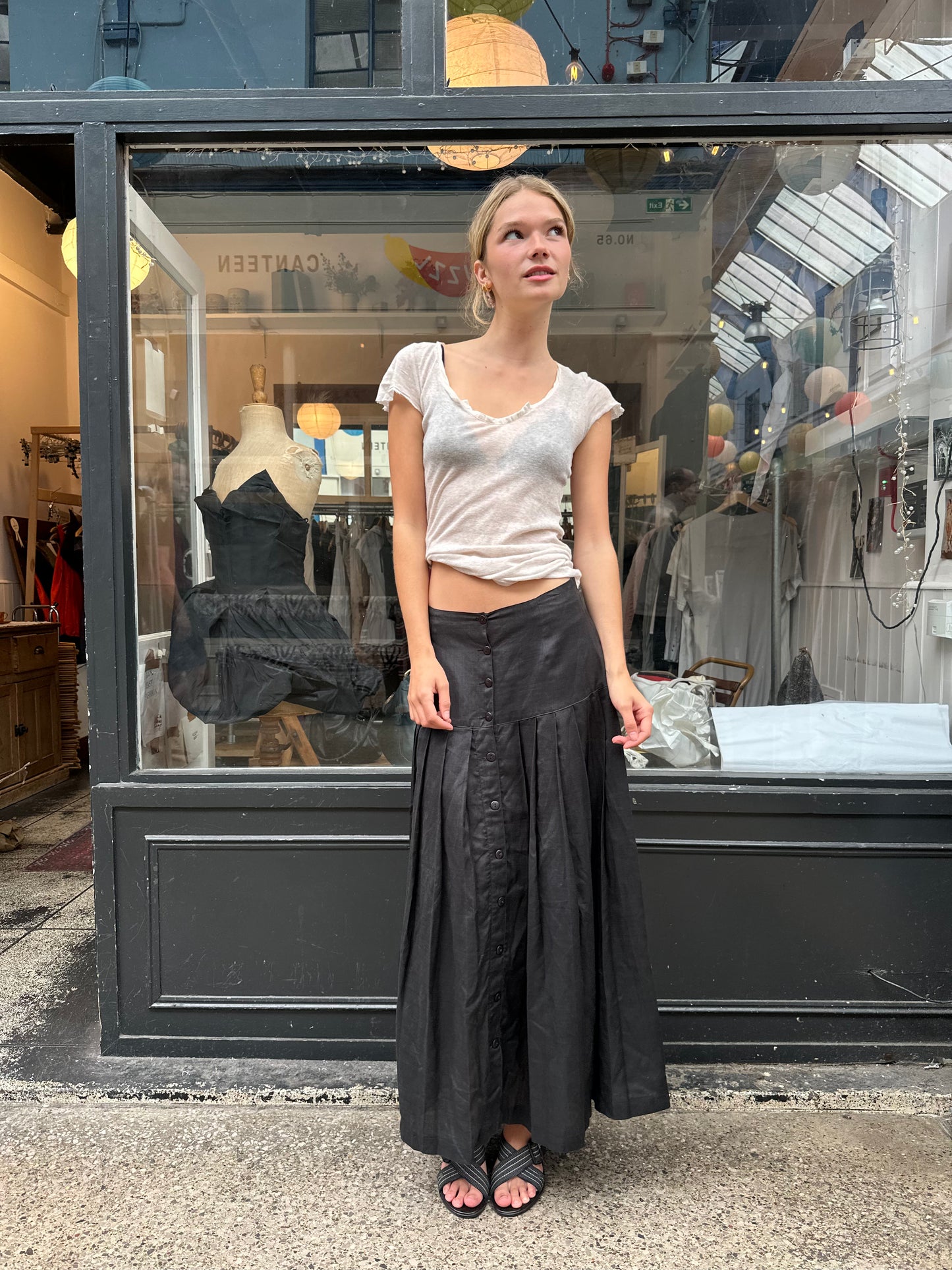 Black drop waist maxi