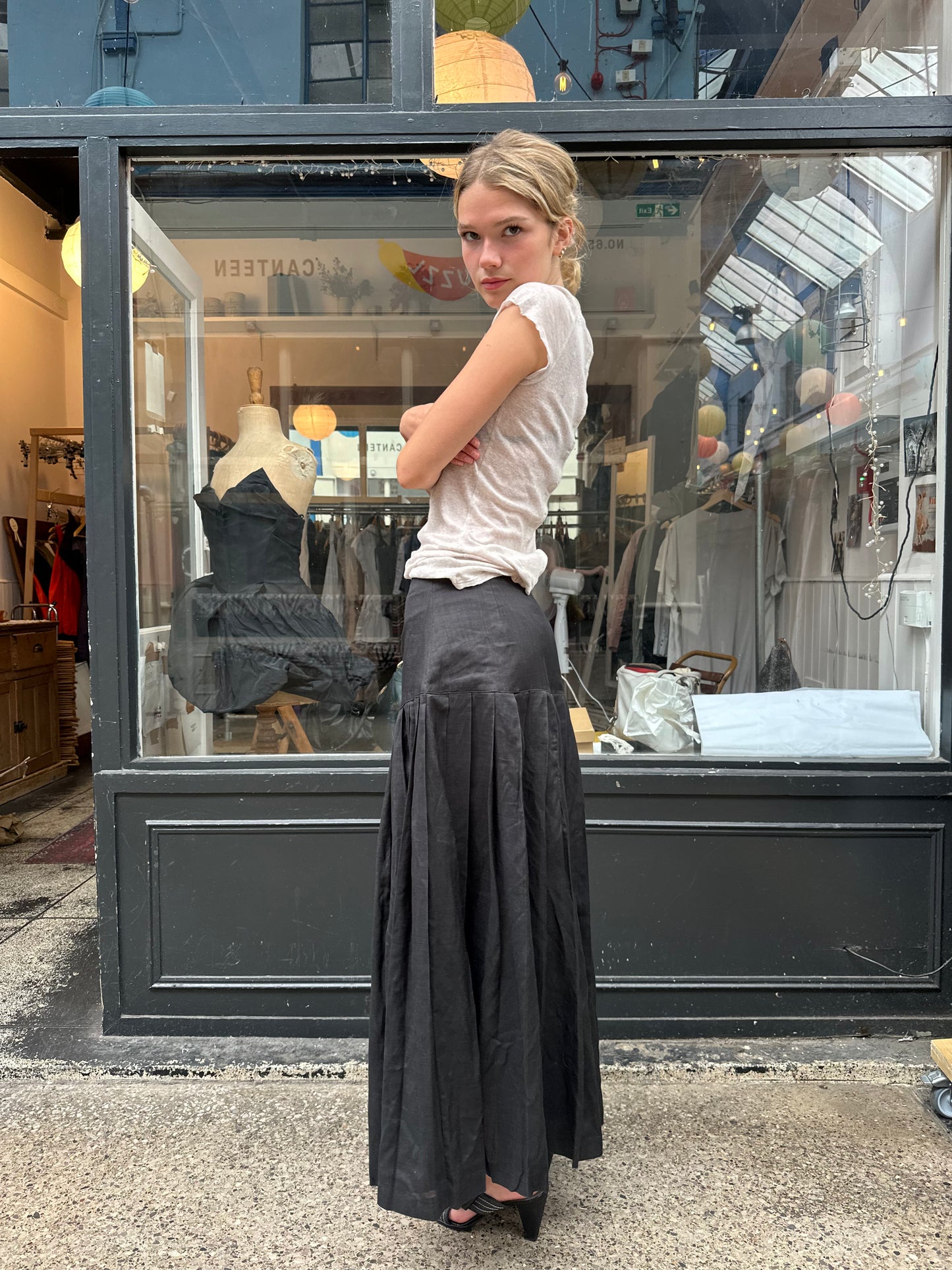 Black drop waist maxi